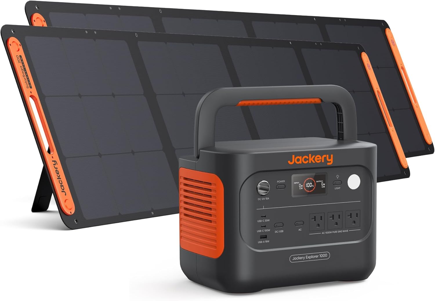 Jackery Solar Generator 1000 v2 with 200W Solar Panel,1070Wh Portable Power Station LiFePO4 Battery,1500W AC/100W USB-C Output, 1Hr Fast Charge for Outdoor,Off-Grid Living,RV,Emergency - Wholesale & Influencer