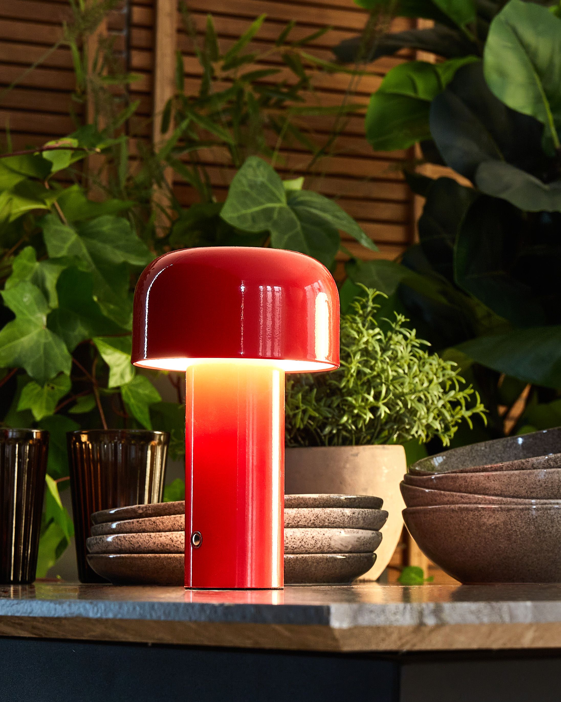 Wireless LED Table Lamp BESOS with Dimmer Metal Red
