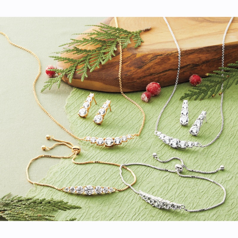 Cubic Zirconia Necklace, Bracelet and Earring Set - MIDNIGHT VELVET CATALOG