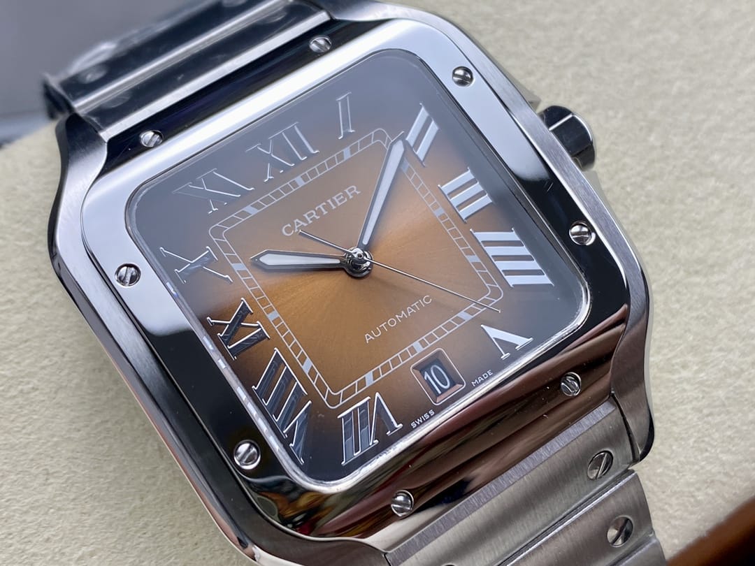 Fake Cartier Watch Santos de Cartier Large Steel Brown Dial WSSA0064-TW(1:1 replica) - Top club