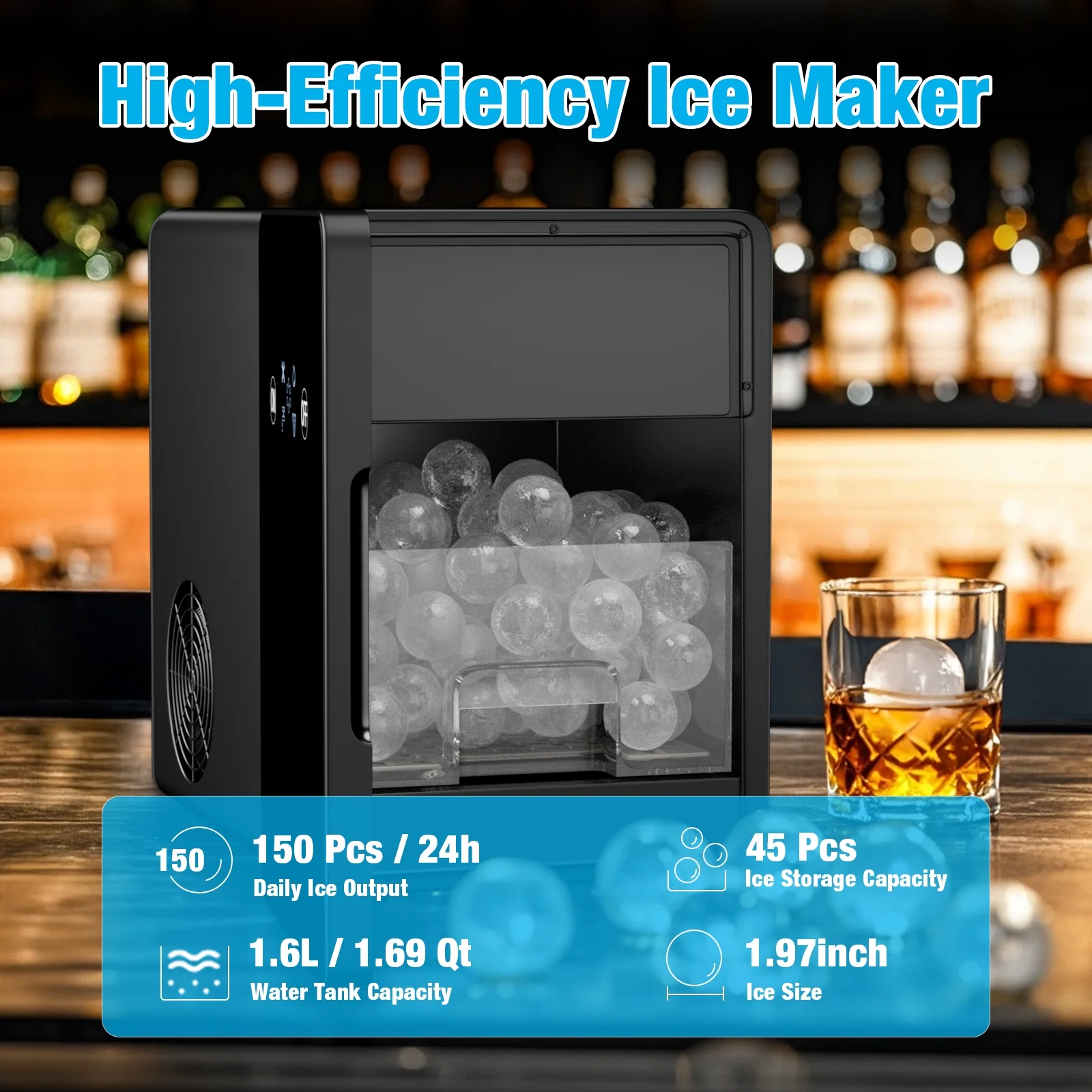 TABU 40Lbs/24H Countertop Ice Maker Machine,3 in 1 Ice Maker with Water Dispenser,Crushed Ice,Black - Image 12