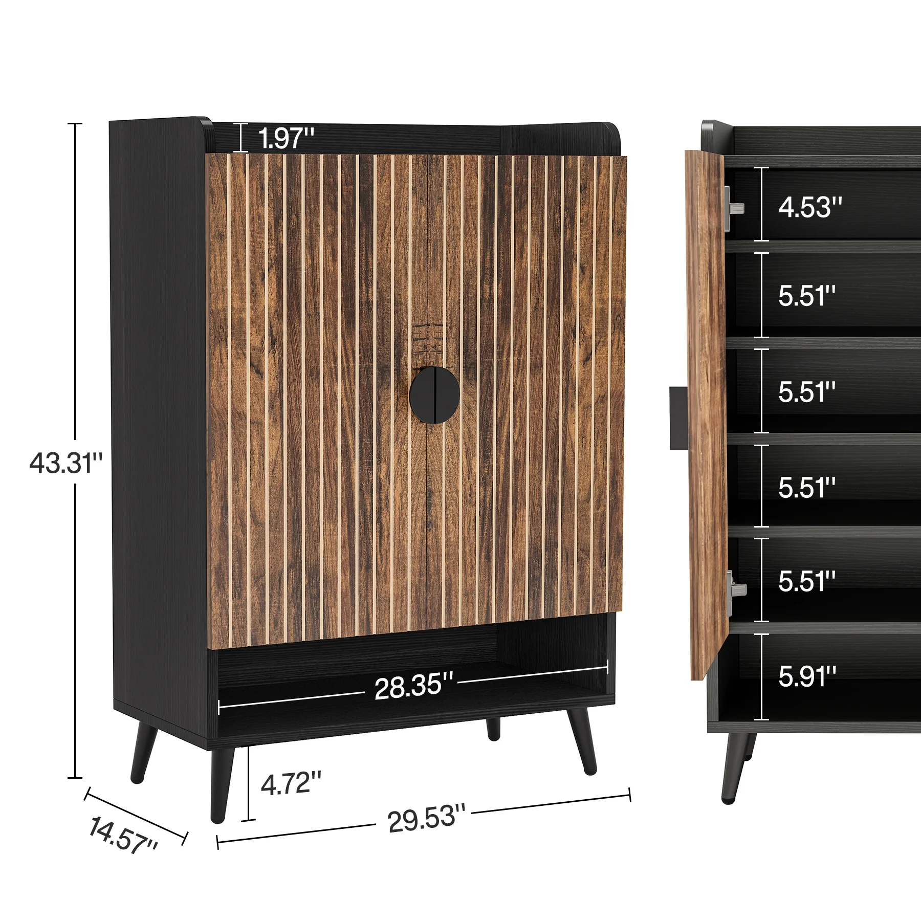 Tribesigns Shoe Cabinet with Doors, 7-Tier Shoe Storage Cabinet with Adjustable Shelves, Wood Grain Shoes Rack Shoe Organizer