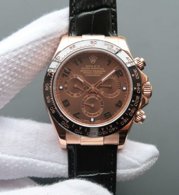 Replica Rolex Daytona 116515 Noob Chocolate Dial Black Leather Strap A7750 - Elite Watch Atelier