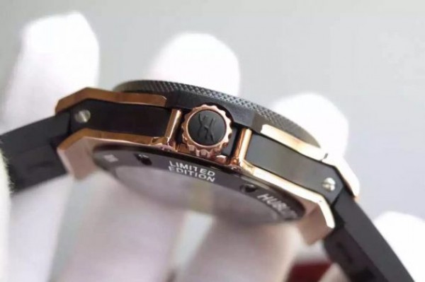 Replica Hublot Big Bang Tourbillon RG Black Textured Dial Black Rubber Strap - Top club