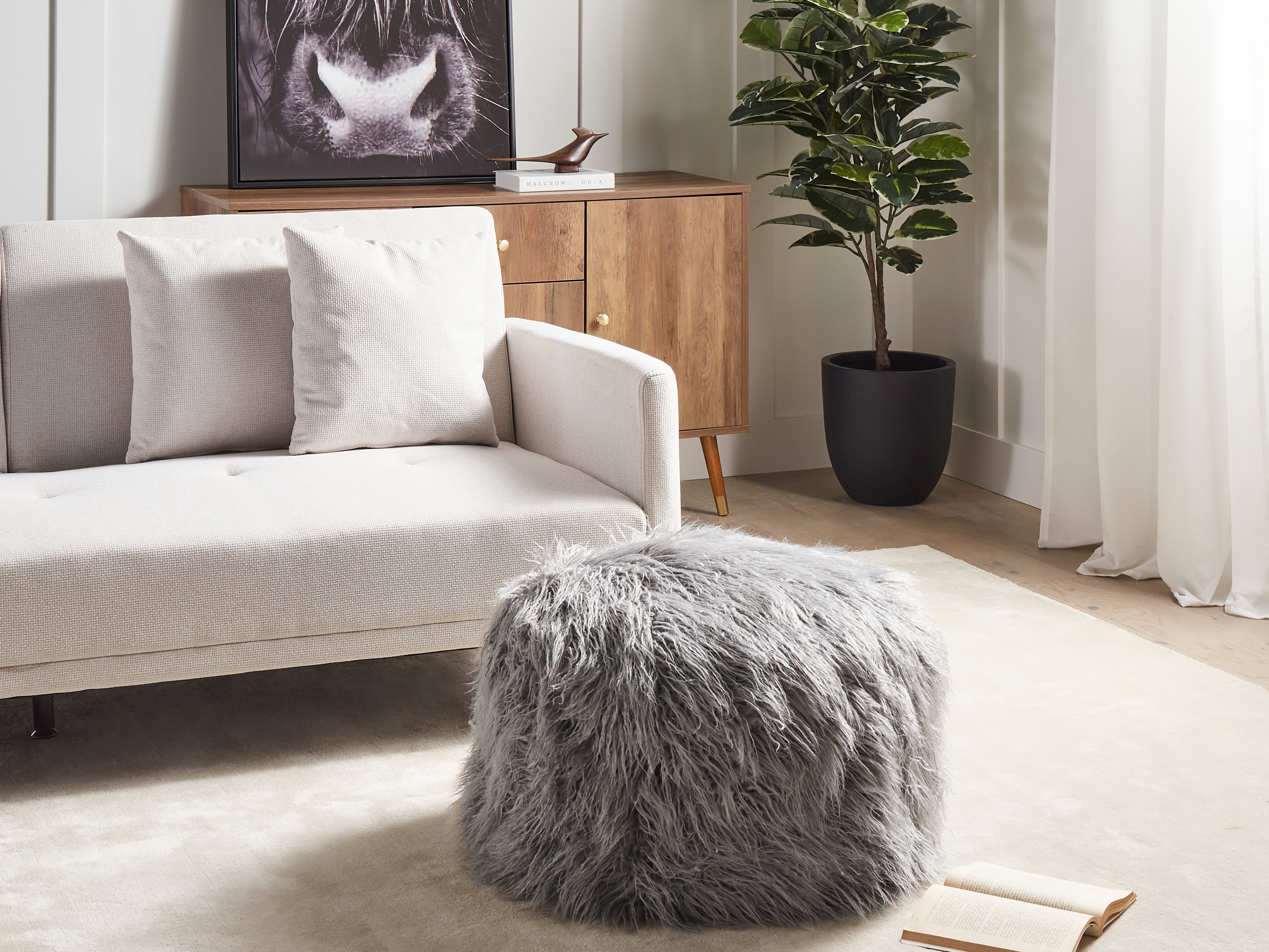 Pouffe TUKKI Faux Fur Grey