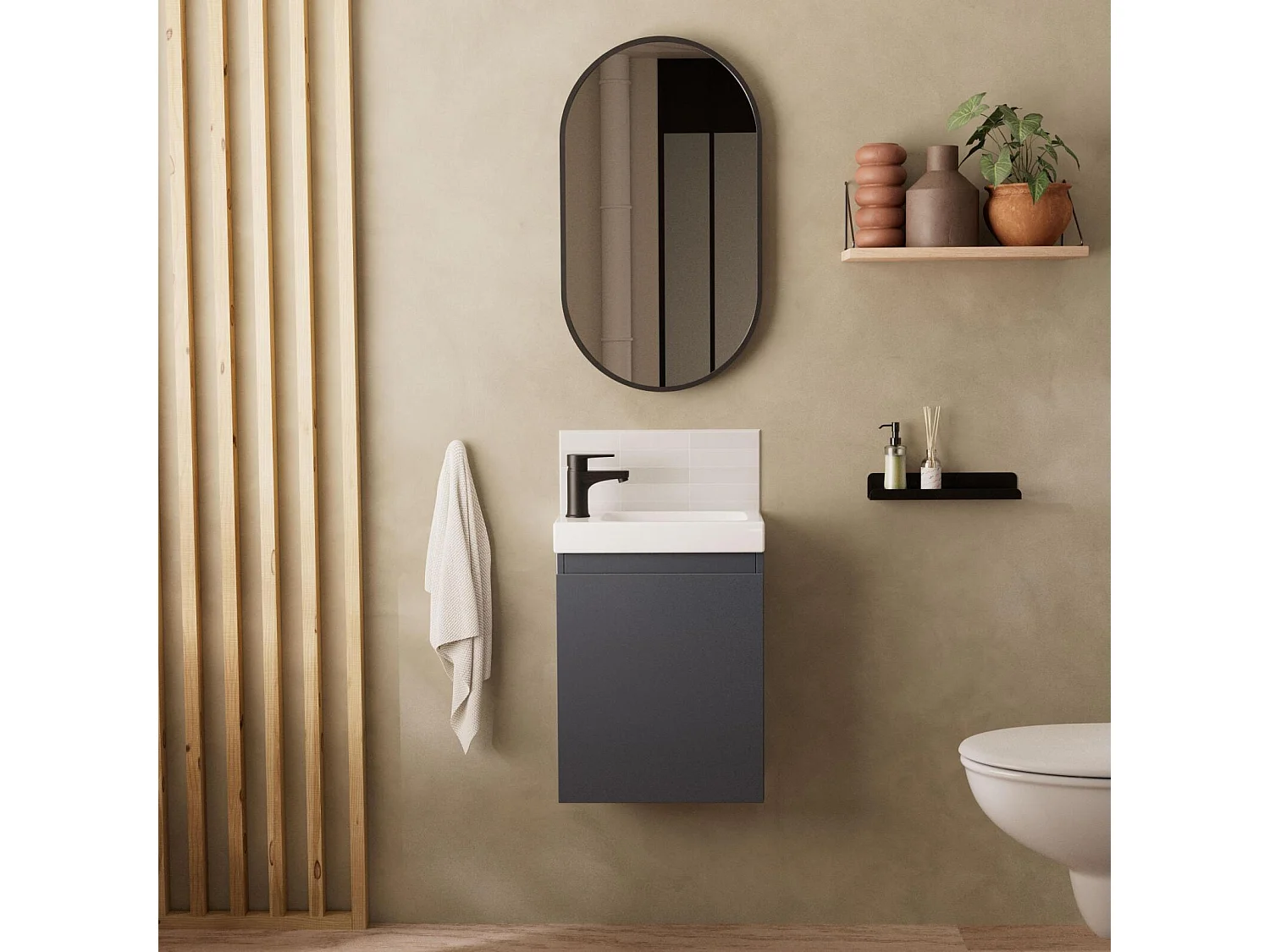 Meuble lave-mains LISA + miroir ovale