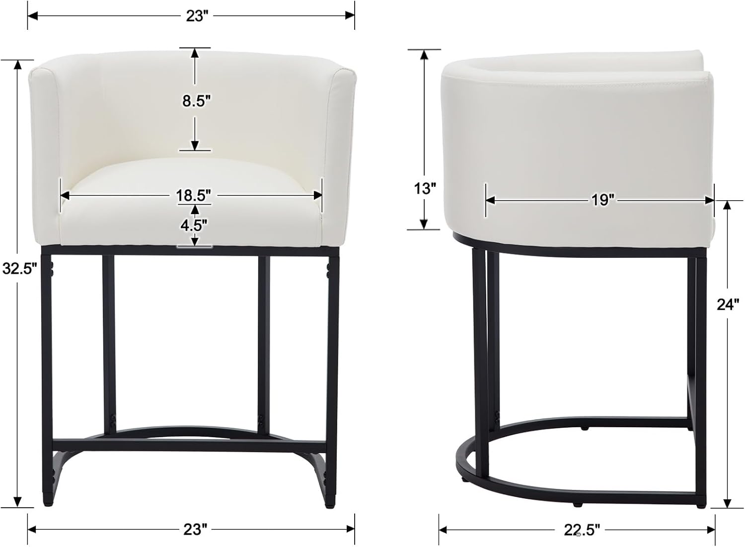 PU Leather Bar Stools Set of 3, Modern Upholstered Counter Height Bar stools 24