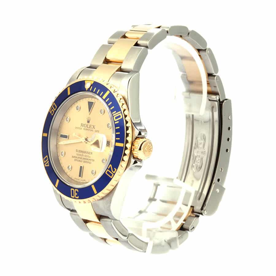 Rolex Submariner Serti Two Tone Stainless Steel Gold Diamond 16613 Replica - Elite Watch Atelier