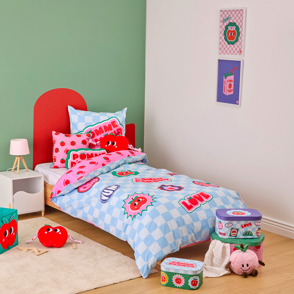 Reversible Duvet Cover Set "Pomme d'amour" 200x140 cm 'Atmosphera x Cha Cha Pop'