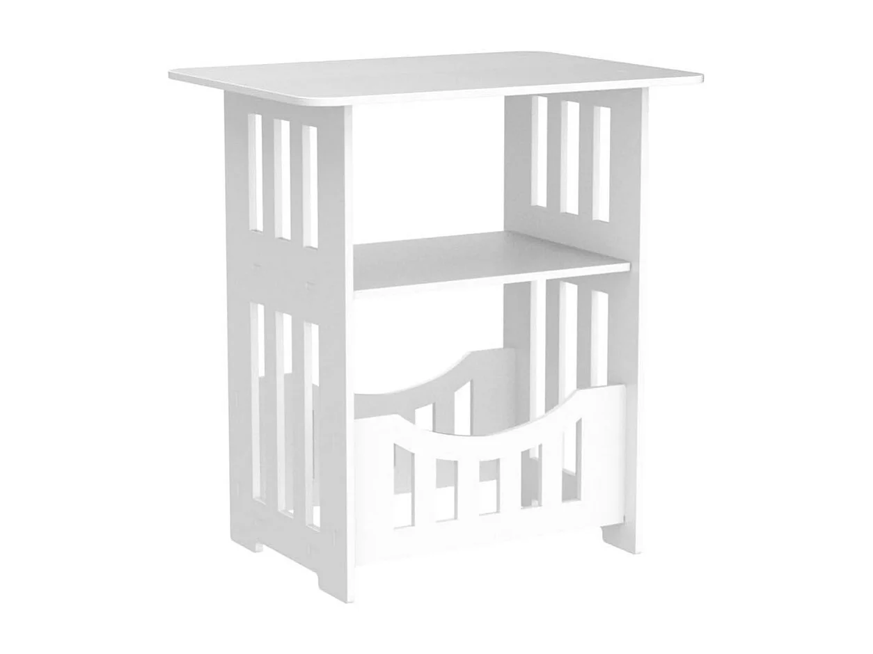 Table de Chevet à 3 Niveaux,Bout de Canapé Table Café,Table d'Appoint de Petits Espaces Contemporain,pr lecture/petit déjeuner,36x40x24cm,Blanc