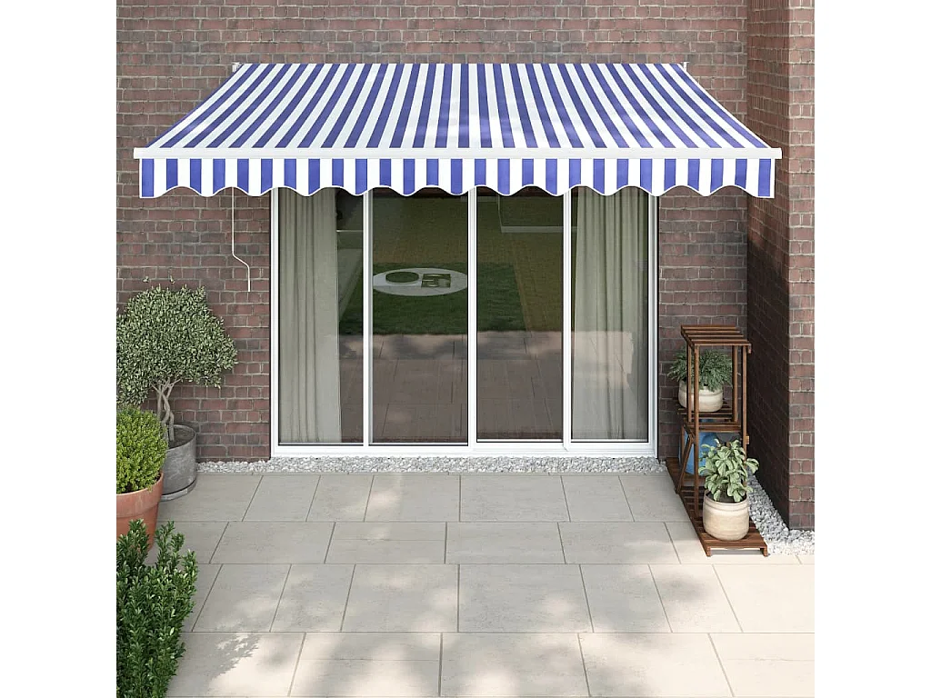 Auvent rétractable automatique bleu et blanc 3,5x2,5 m WVGQ1479