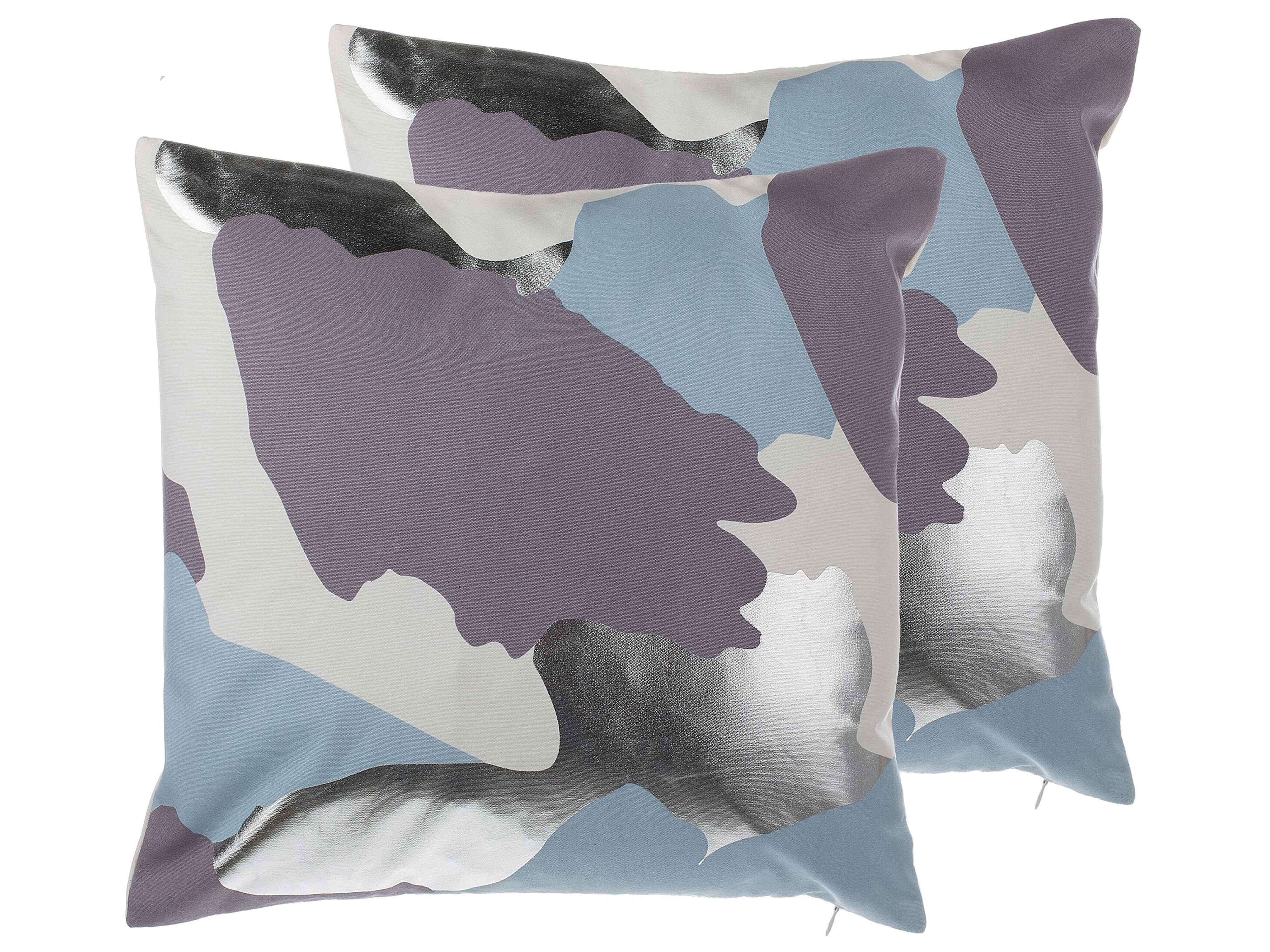 Set of 2 Decorative Cushions IXIA Cotton 45 x 45 cm Violet Abstract Pattern