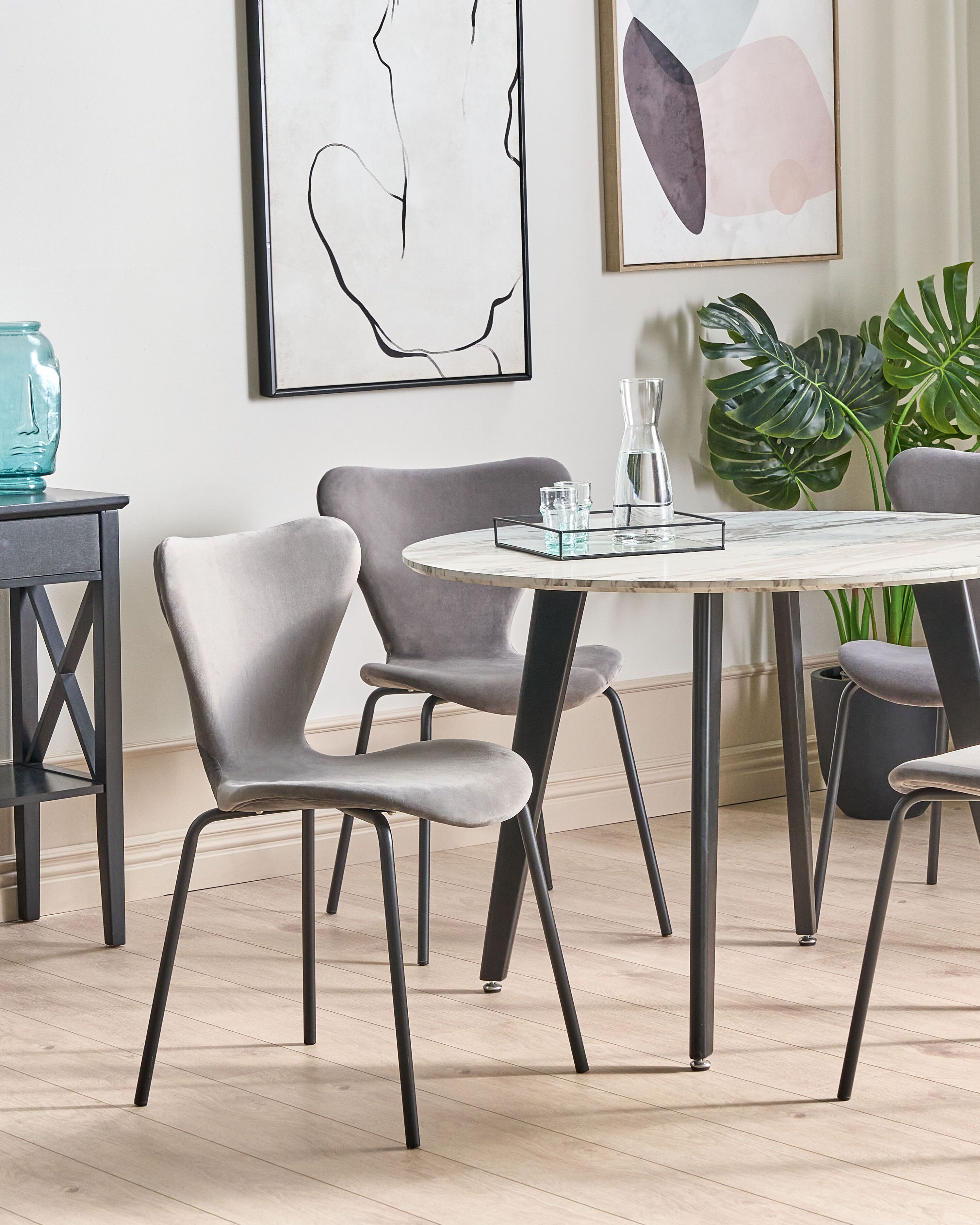 Set of 2 Dining Chairs BOONVILLE Velvet Light Grey