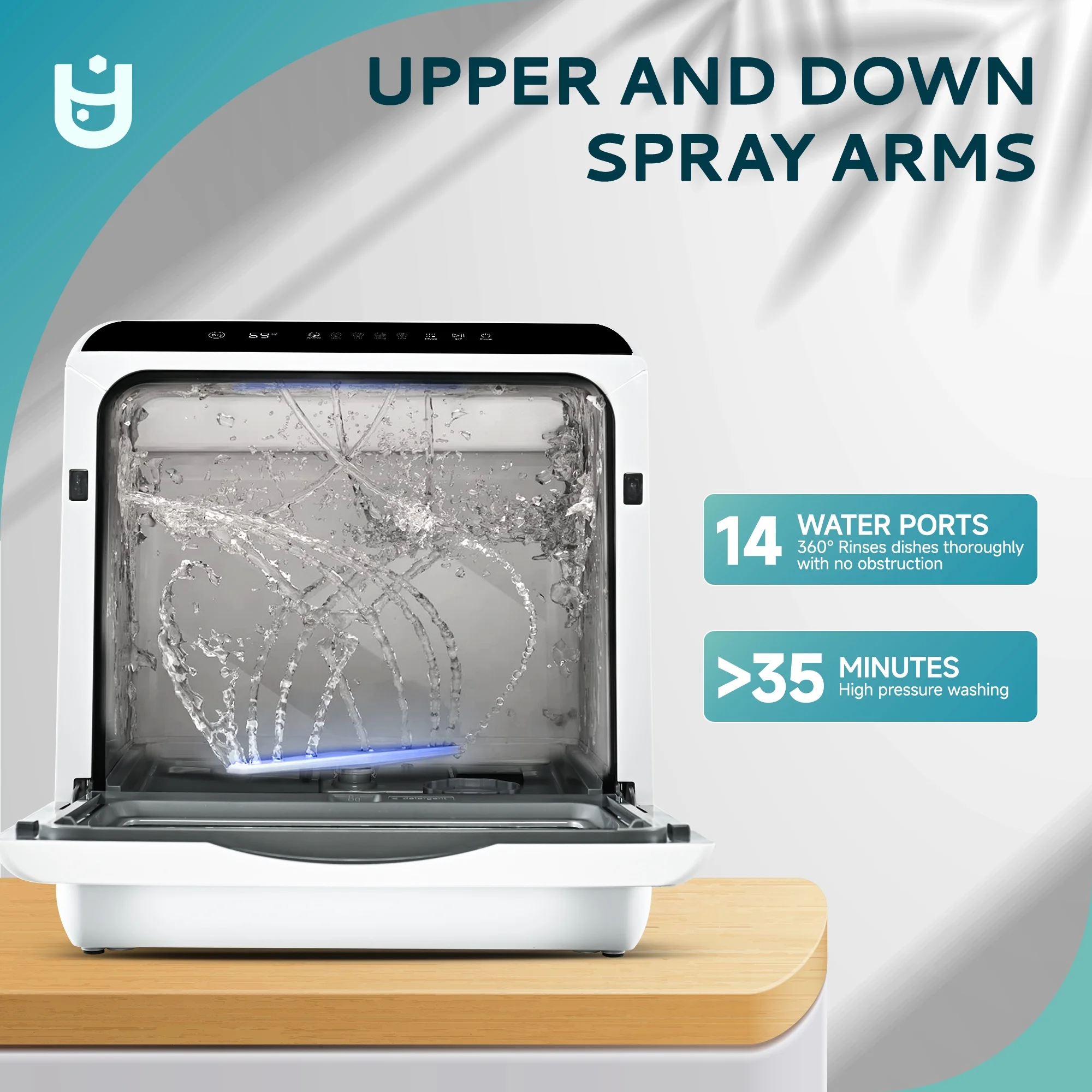 EUHOMY Portable Countertop Dishwashers with 5-Liter Built-in Water Tank and Air-Dry Function