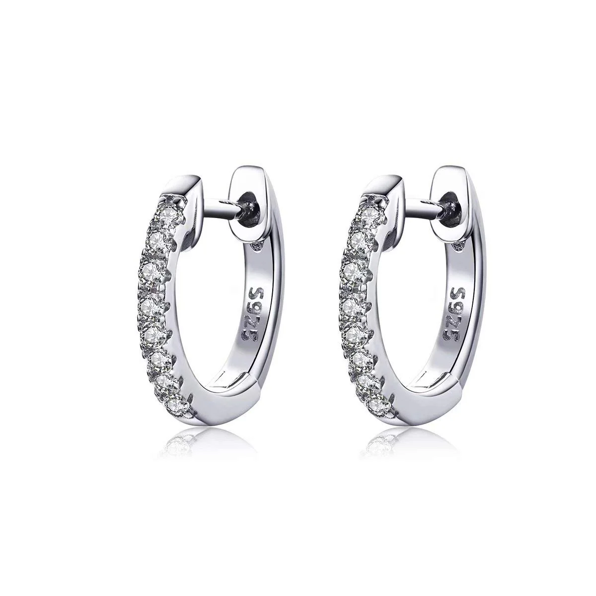 Gold Plated Zircon Tiny Huggie Hoop Earrings 925 Sterling Silver Fashion Trend Earrings as Gift for Girlfriends