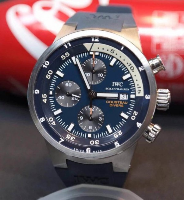 Replica IWC Aquatimer Chronograph Cousteau Divers Blue Dial - Top club