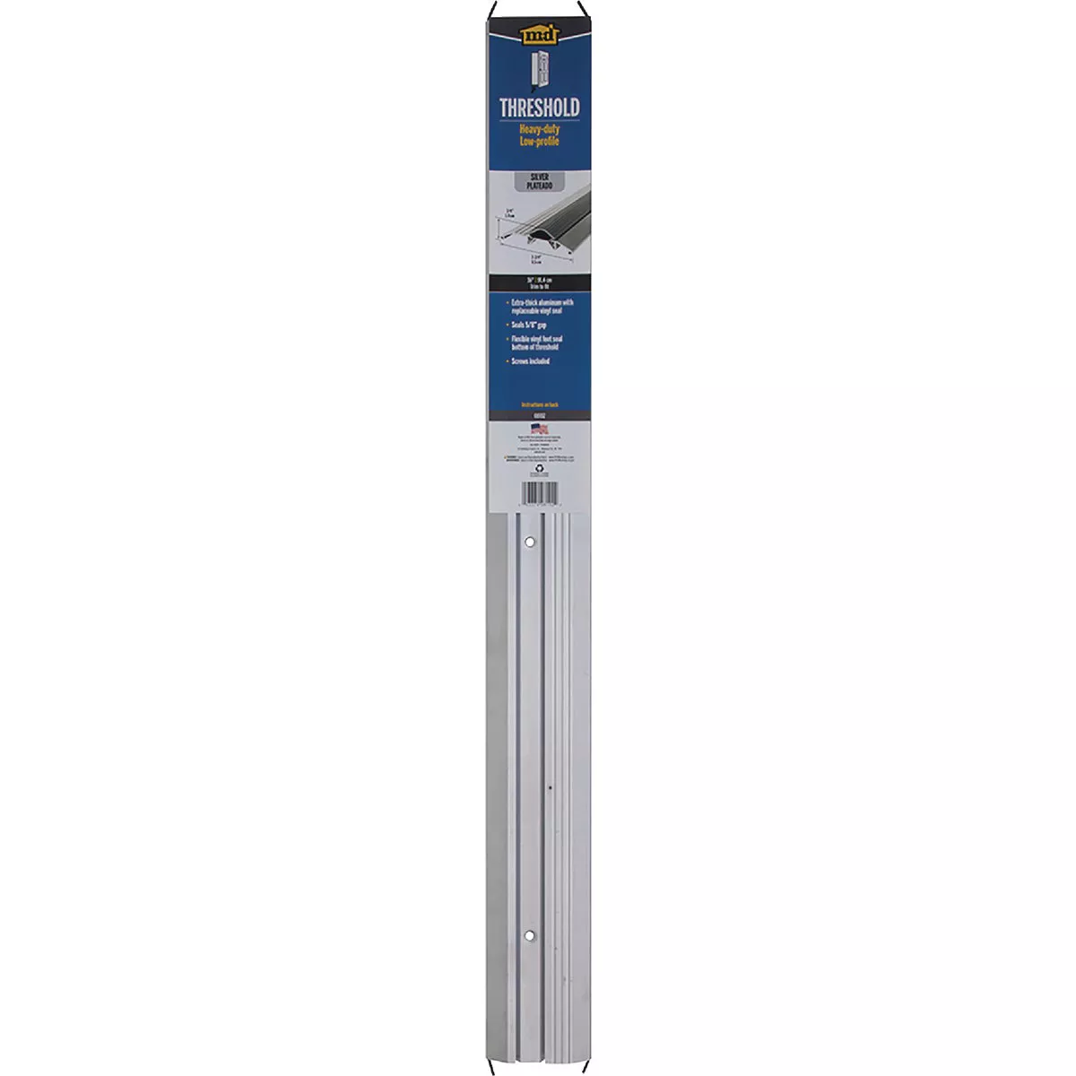 M-D Building Products 3-3/4 In. x 3/4 In. x 36 In. Silver Aluminum and Vinyl Heavy-Duty Low-Profile Threshold