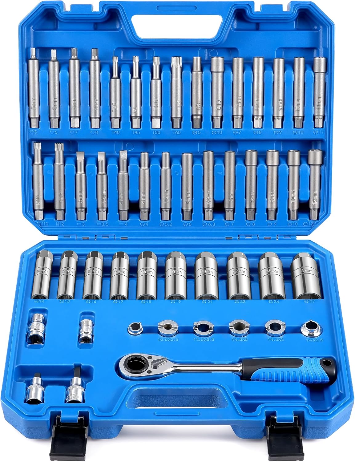 50PCS Strut Nut Socket Set Shock Absorber Socket Suspension Strut Top Mount Nut Removal Tool Suspension Strut Spreader Tool with Ratchet Adaptors