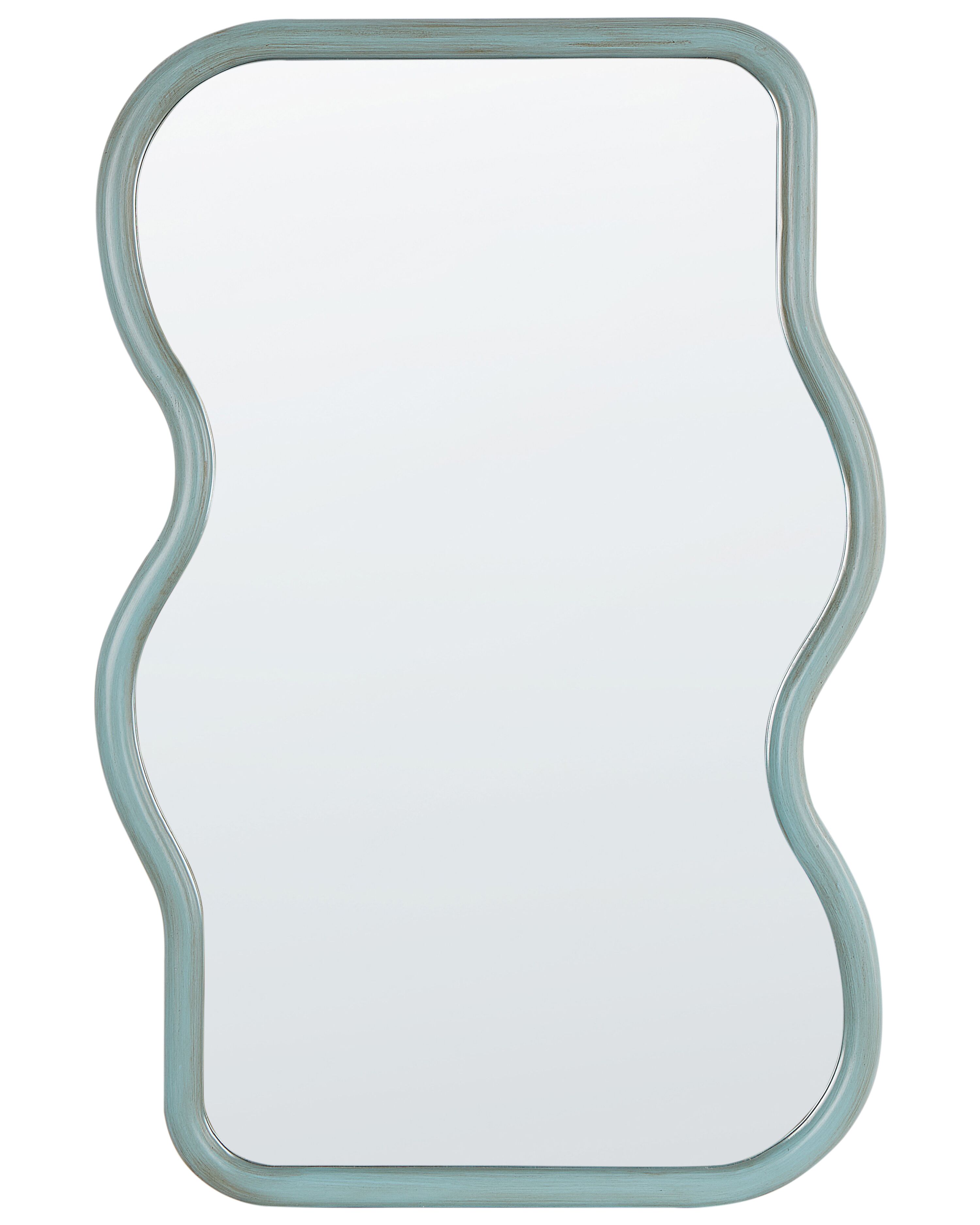 Wall Mirror RONNET 60 cm 90 cm Paulownia Wood Light Blue