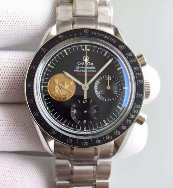 Replica Omega Speedmaster Apollo 11 40th anniversary Black Dial SS Bracelet Manual Winding - Top club