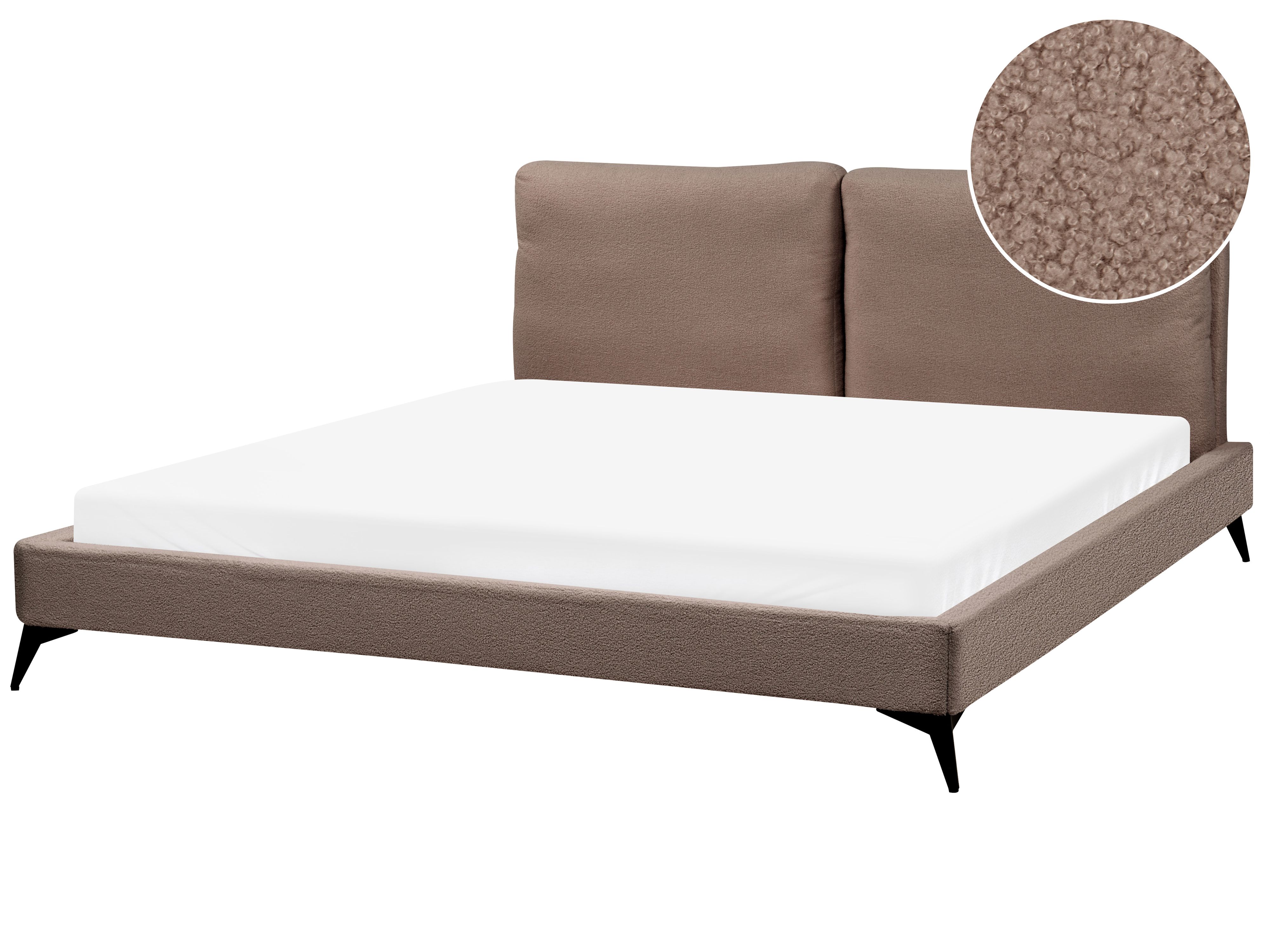 Bed Boucle MELLE 180 x 200 cm (EU Super King) Brown