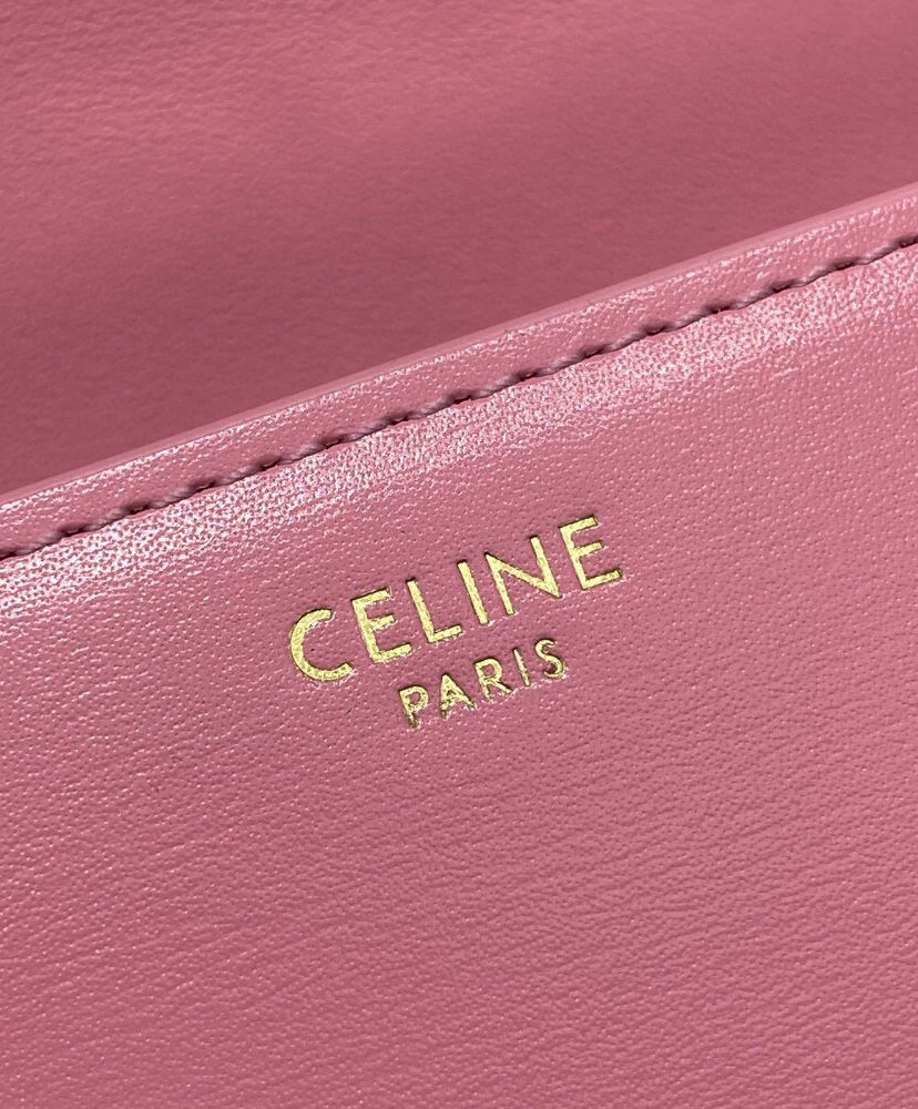 Celine Chain Shoulder Bag Triomphe In Shiny Calfskin Pink1:1High-quality replica