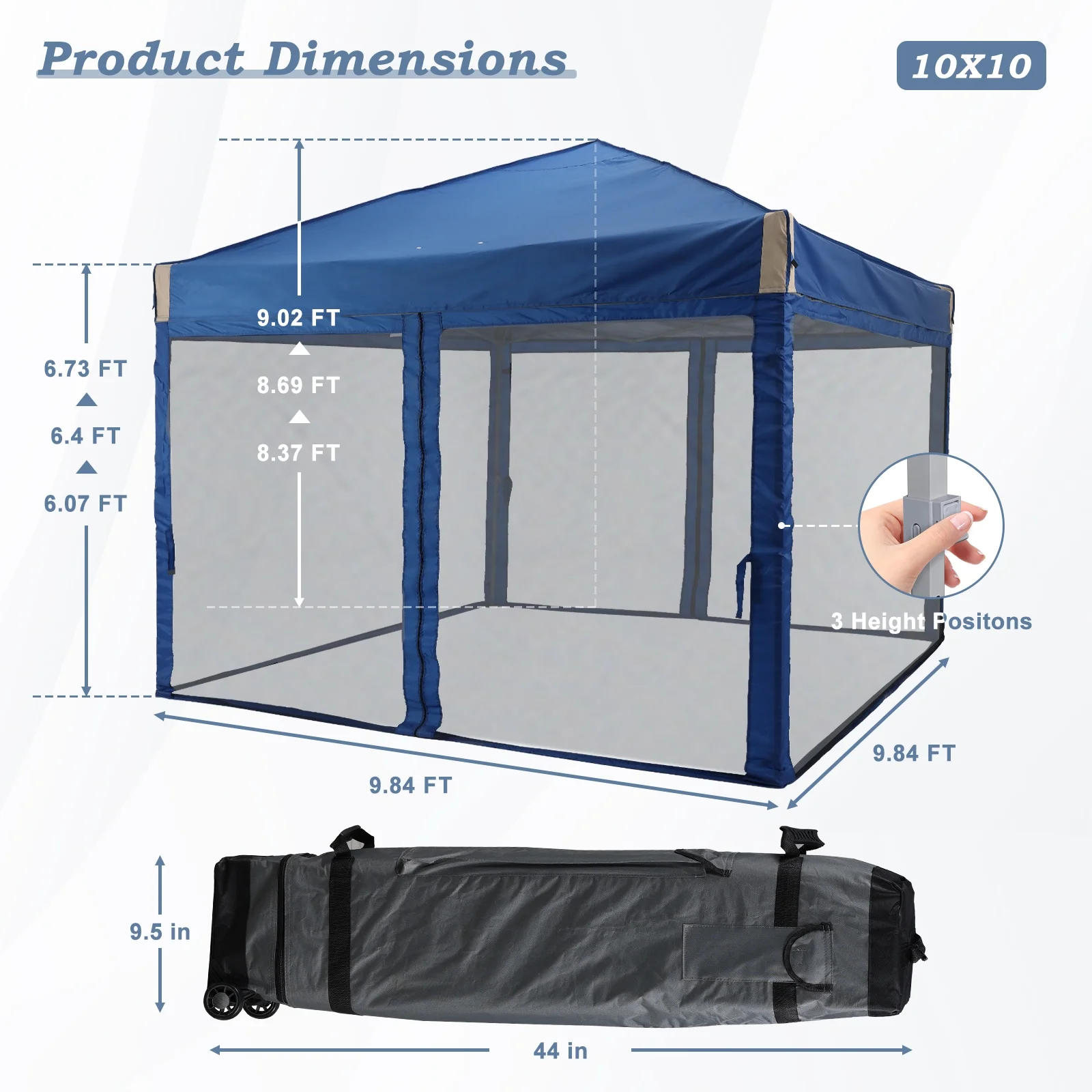 Aoodor 12'x12' Pop Up Canopy with Removable Mesh Sidewalls, Outdoor Portable Instant Shelter Tent-Black - Image 15