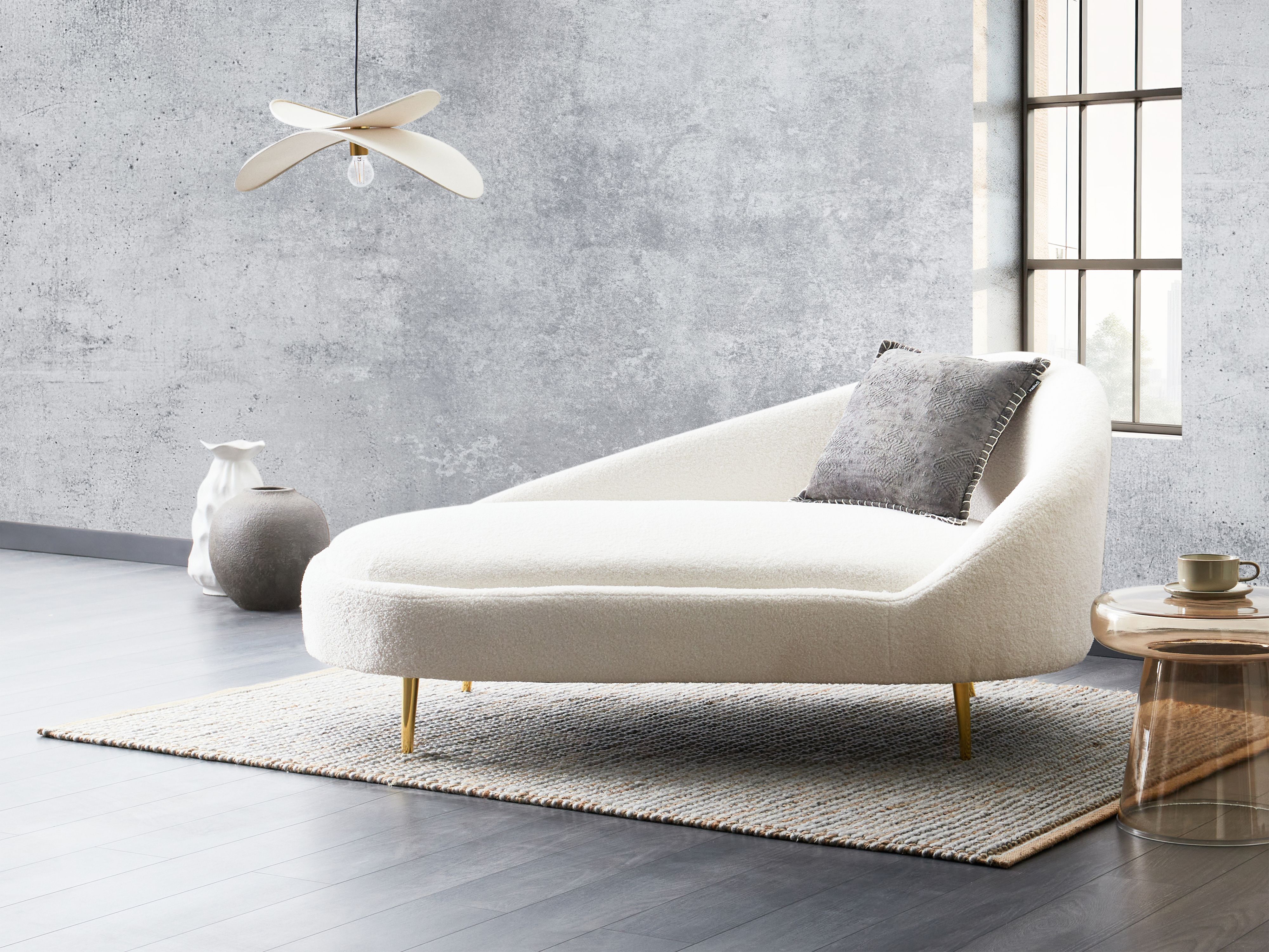 Right-Hand Chaise Lounge VALREAS Boucle Off-White