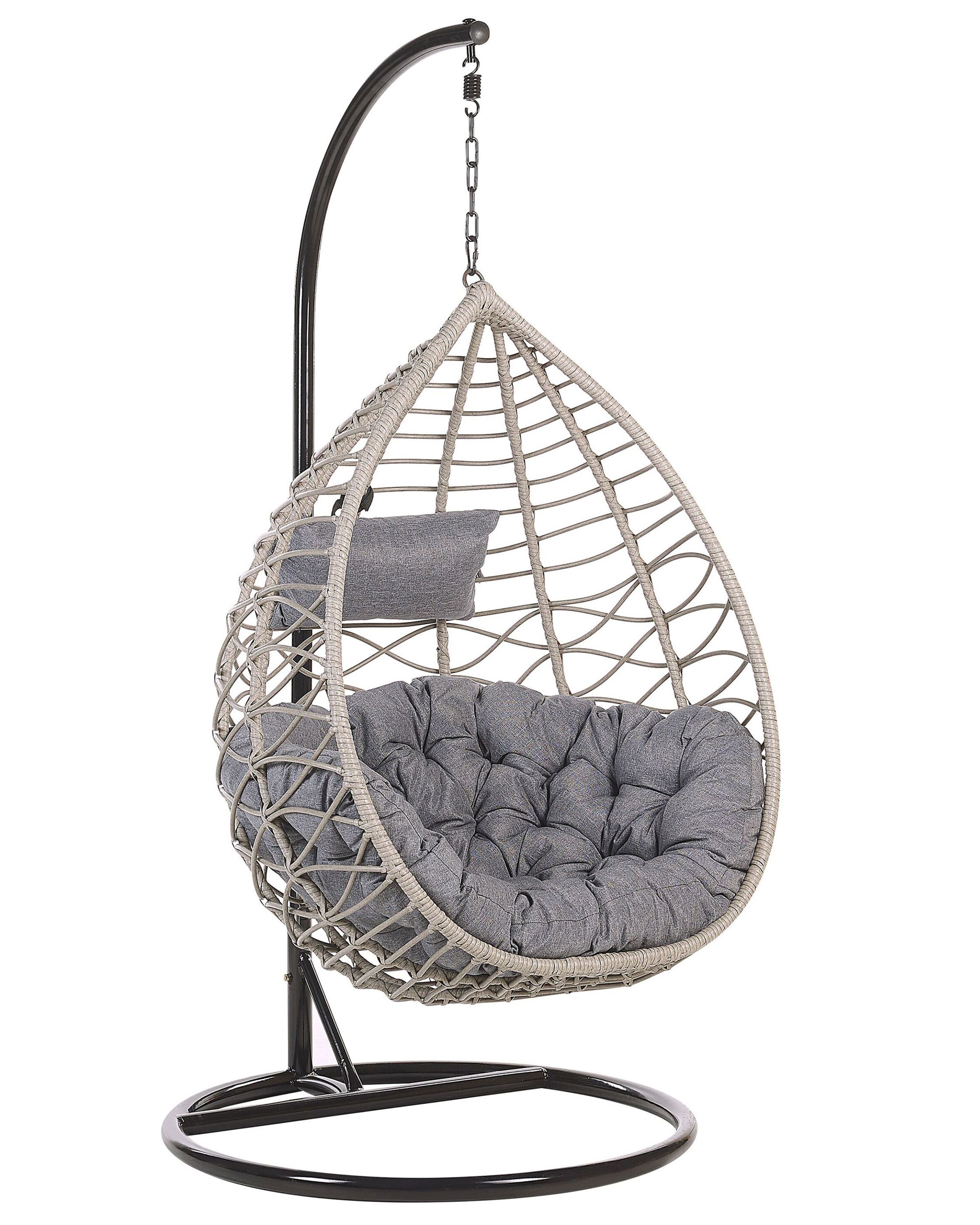 Hanging Chair with Stand ARSITA PE Rattan Grey