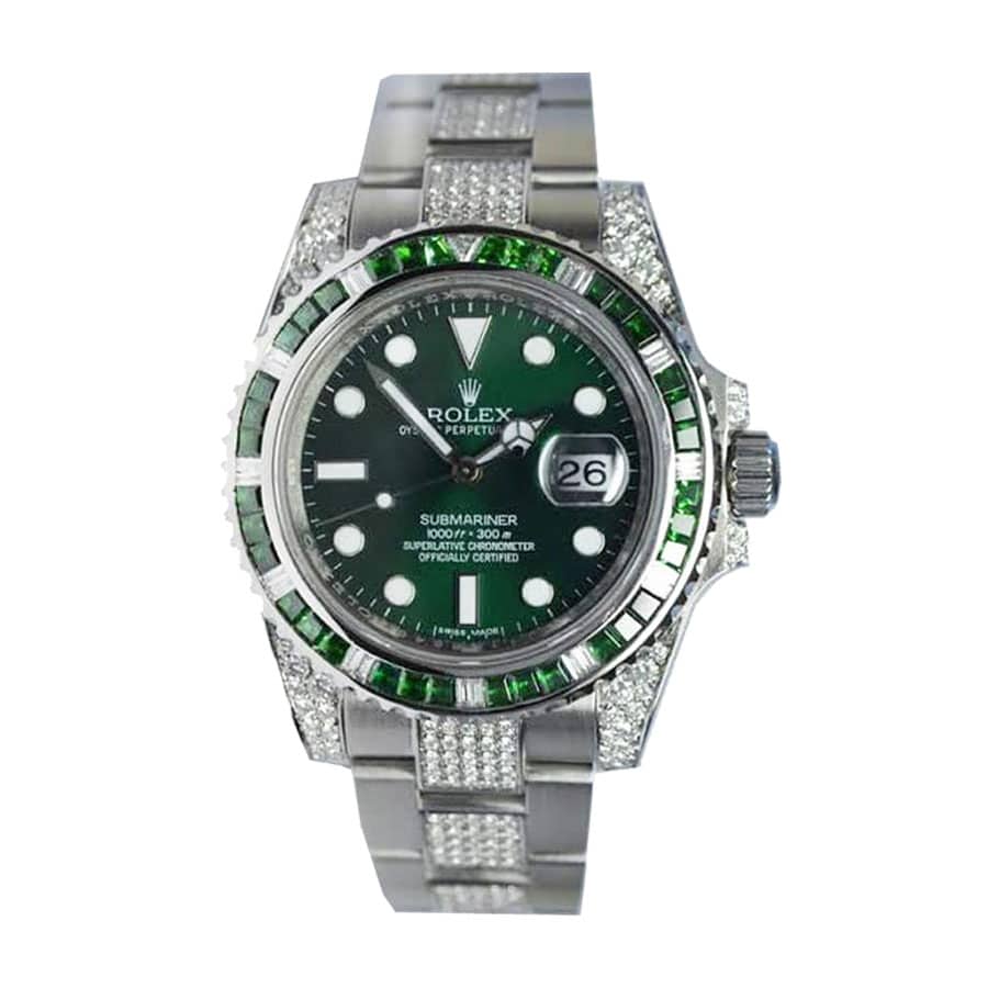 Rolex Submariner Hulk 116610LV Diamond Green Dial Iced Out Replica - Top club