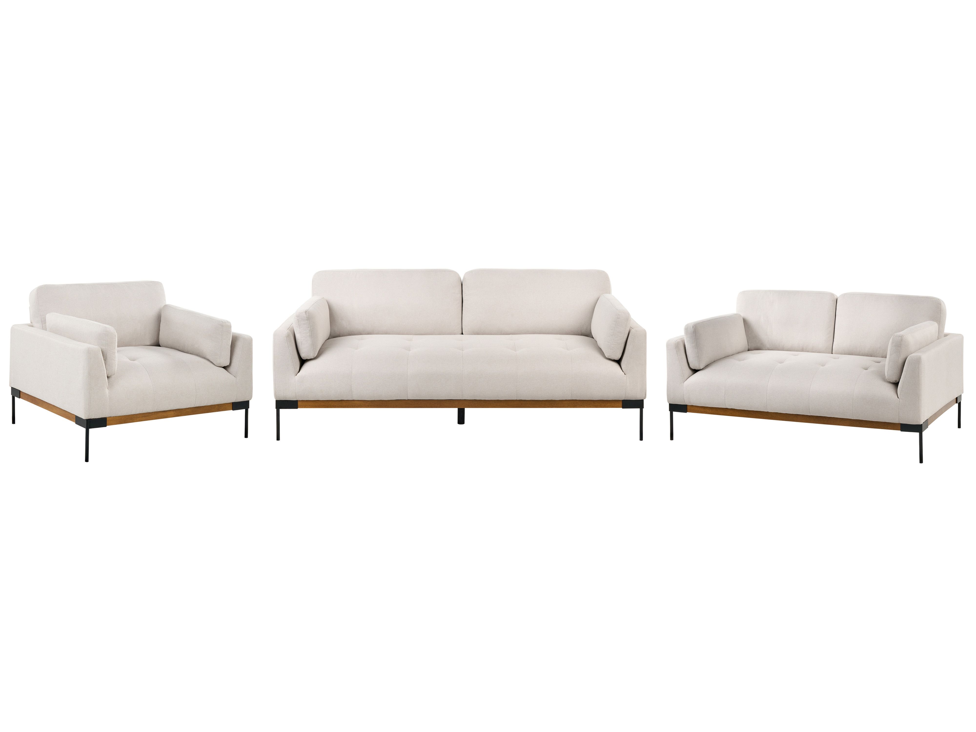 Living Room Set 6 Seater SKAVEN Fabric Light Beige