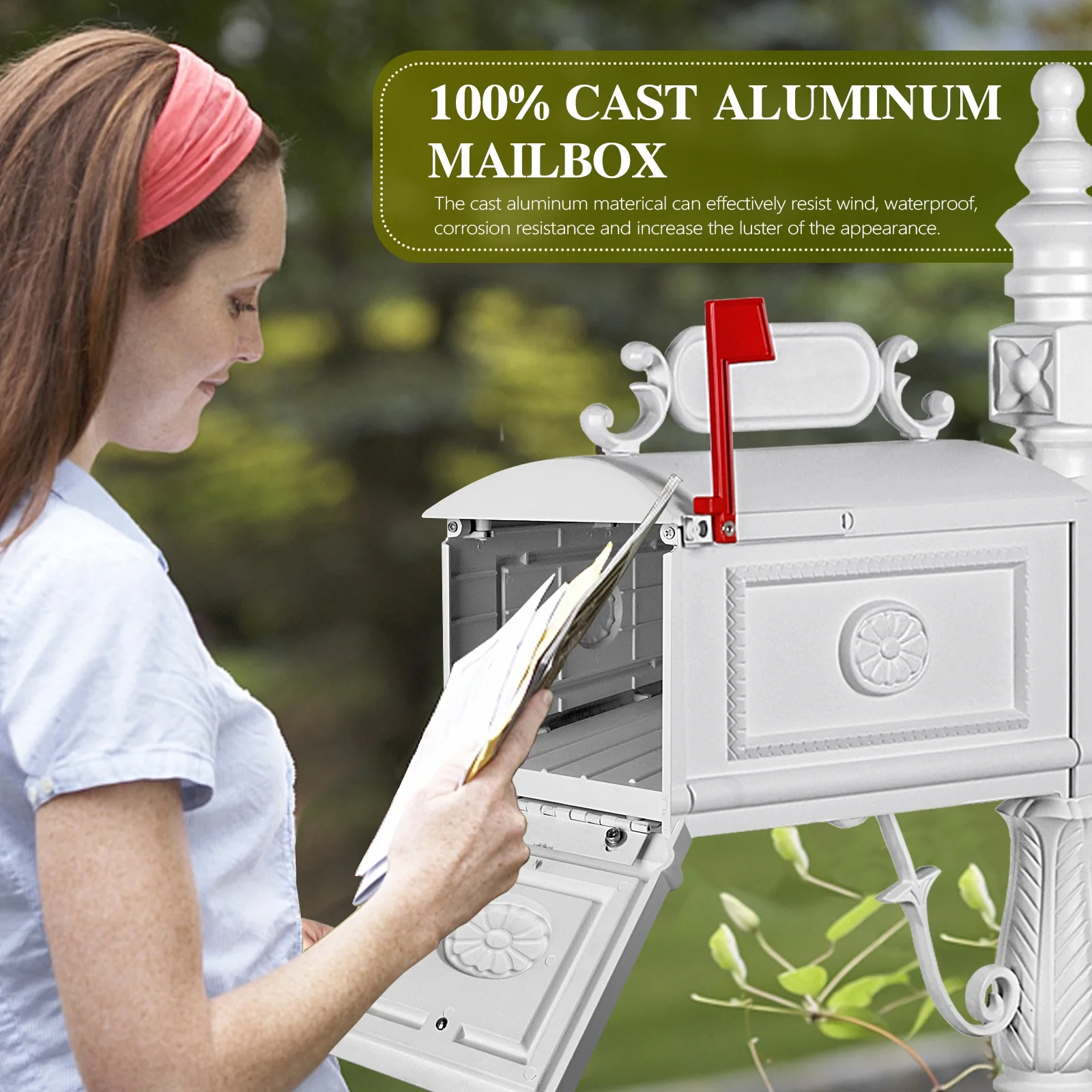 Betisef Large Cast Aluminum Mailbox Barcelona Decorative Post Mail Box Combination Stratford Heavy Duty - Image 18