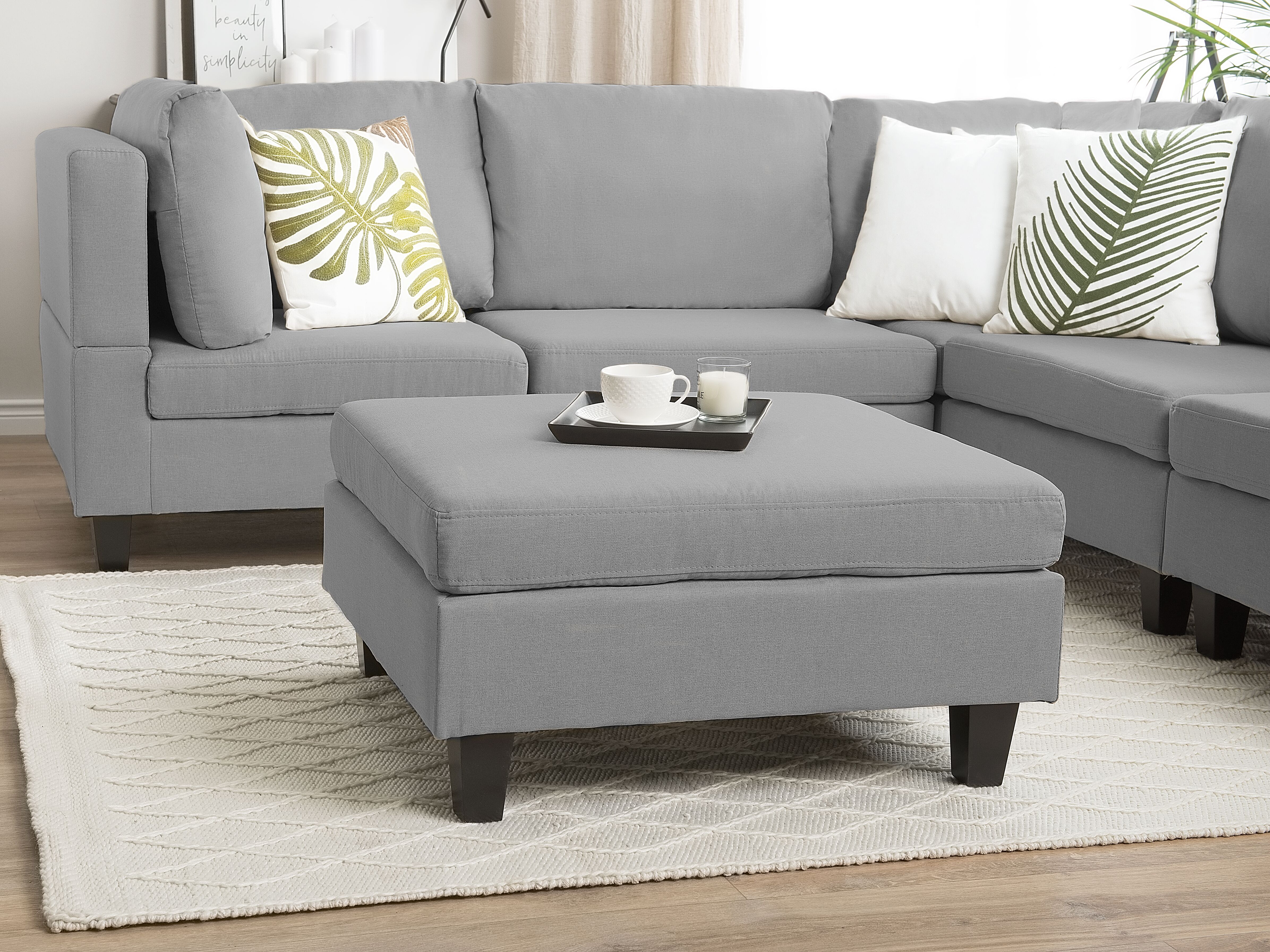 Ottoman FEVIK Fabric Light Grey