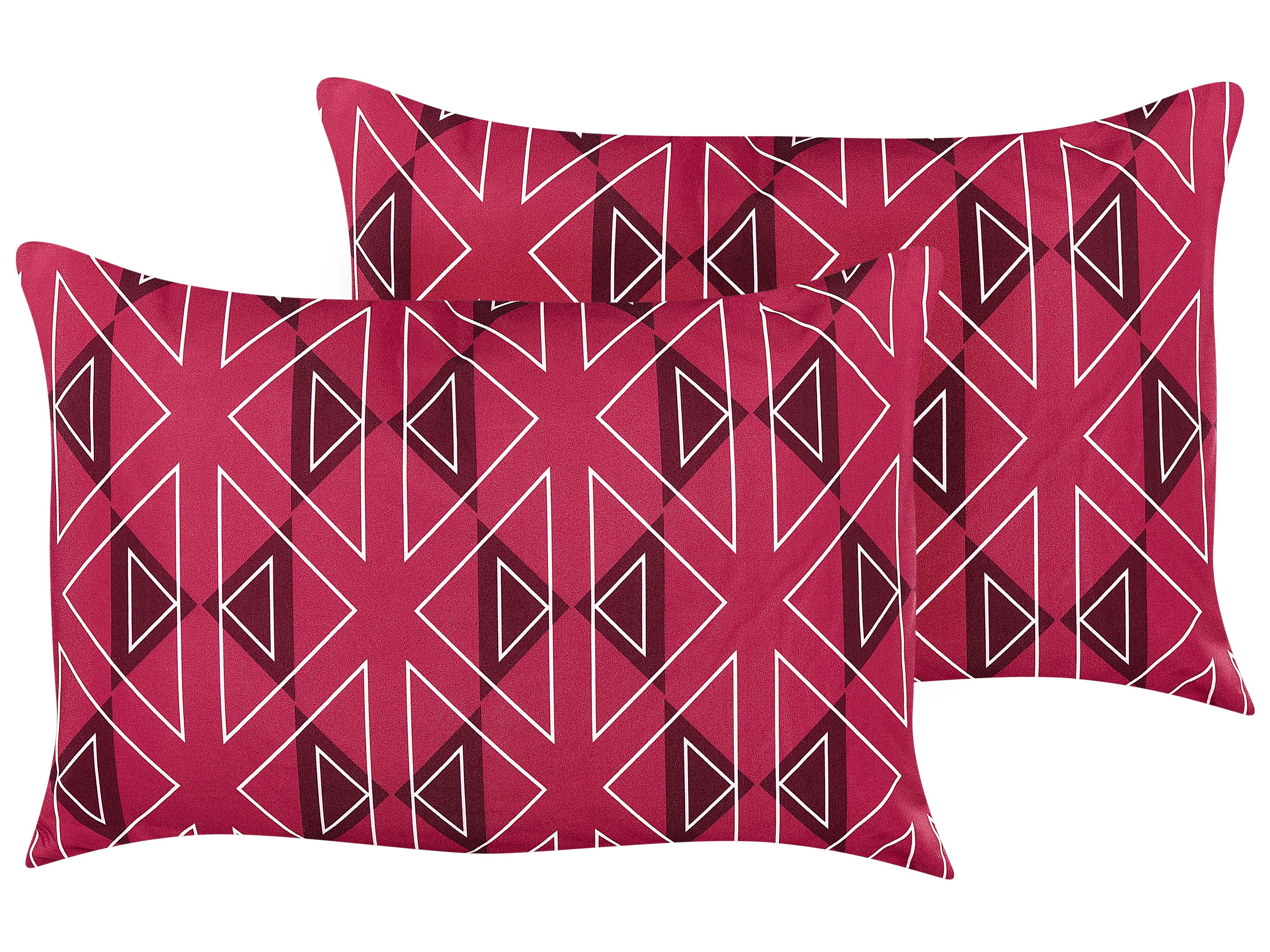 Set of 2 Outdoor Cushions MEZZANO Geometric Pattern 40 x 60 cm Fuchsia Pink