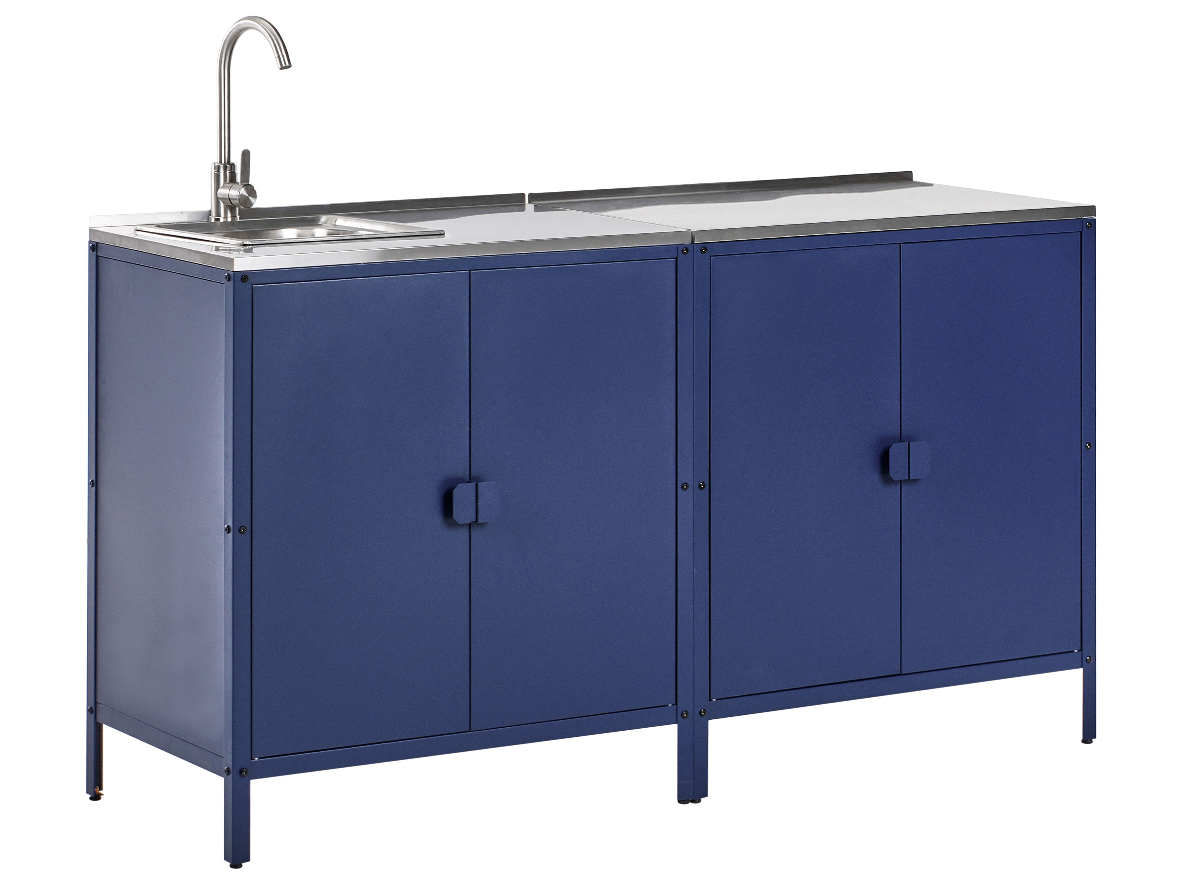 2 Piece Outdoor Kitchen Set with Sink VILAMA Metal Blue