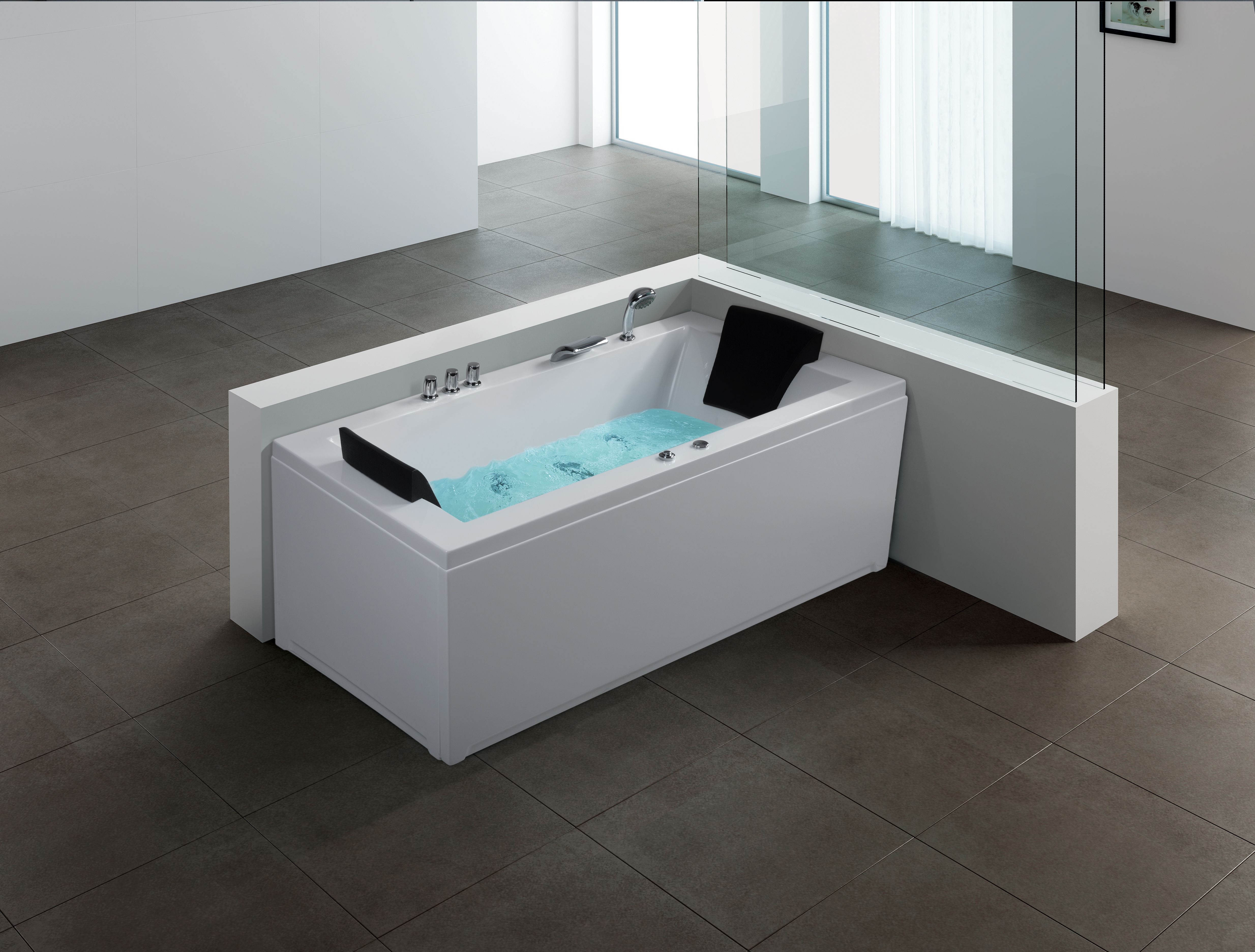 Corner Hot Tub with LED VARADERO Left Hand 1830 x 900 mm White