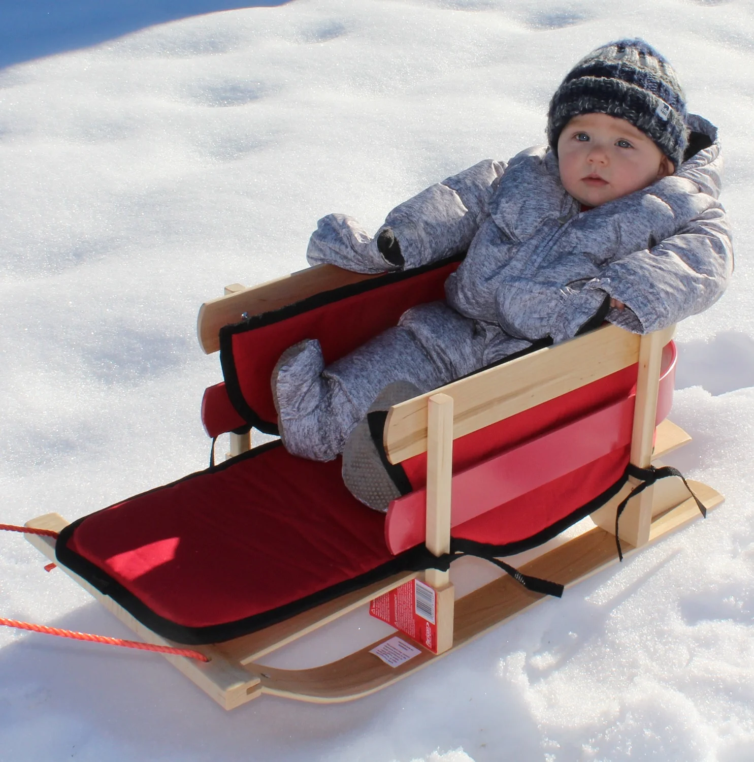 Flexible Flyer Baby Pull Sled. Wood Toddler To-Boggan. Wooden Sleigh for Kids - Image 7
