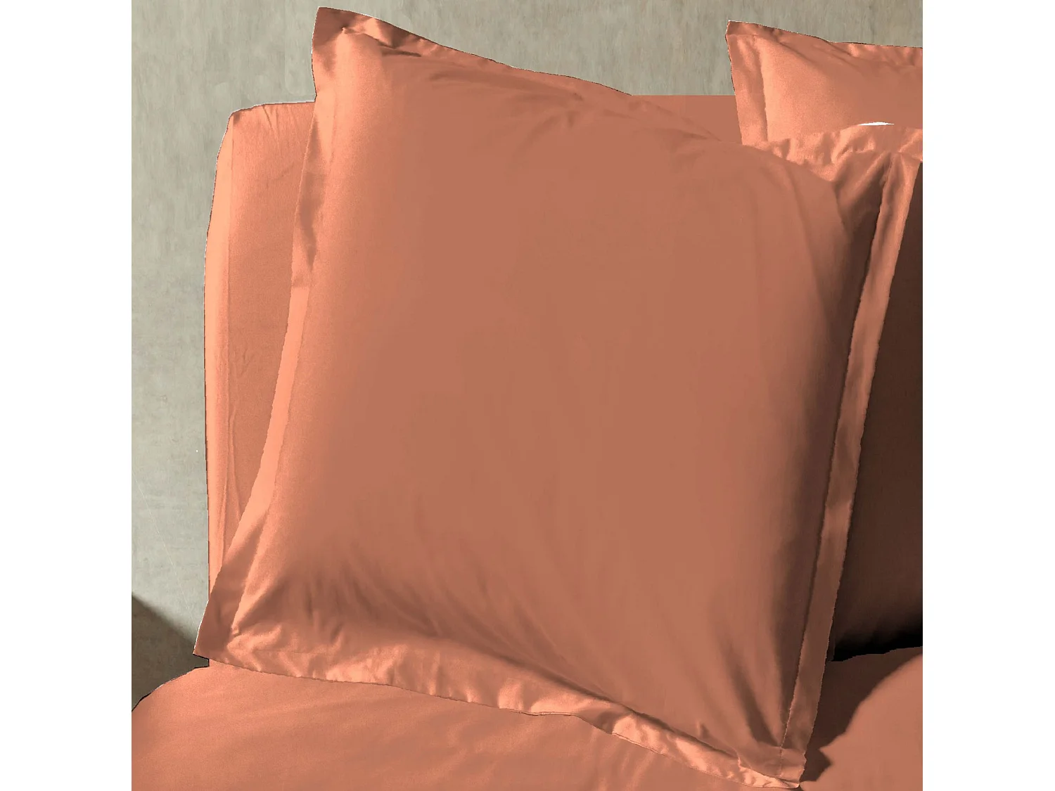 Parure de lit percale unie 260x240 Terracotta