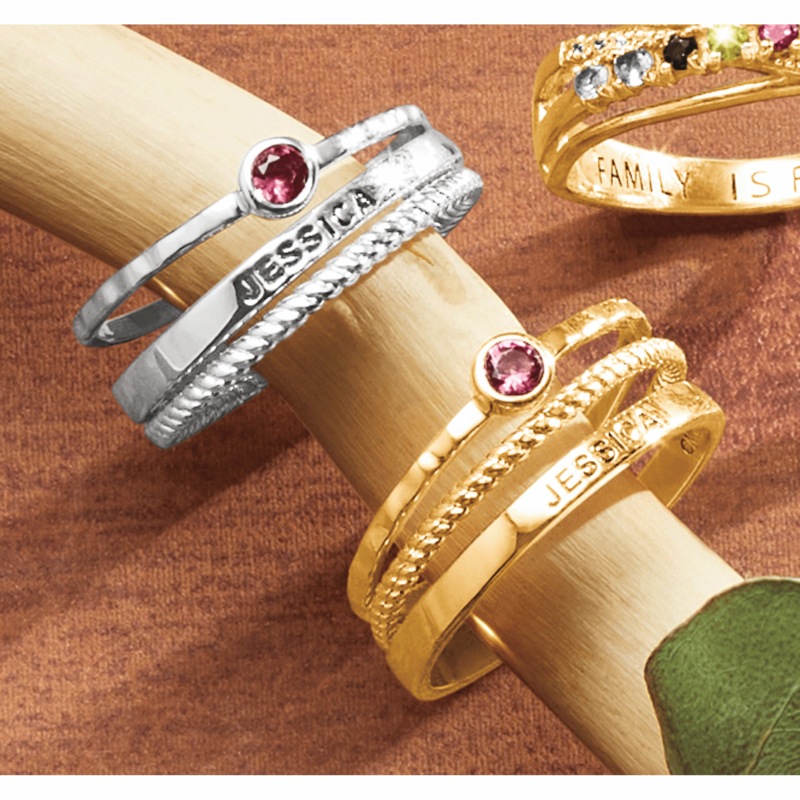 Personalized Birthstone Stack 3-Ring - MIDNIGHT VELVET CATALOG