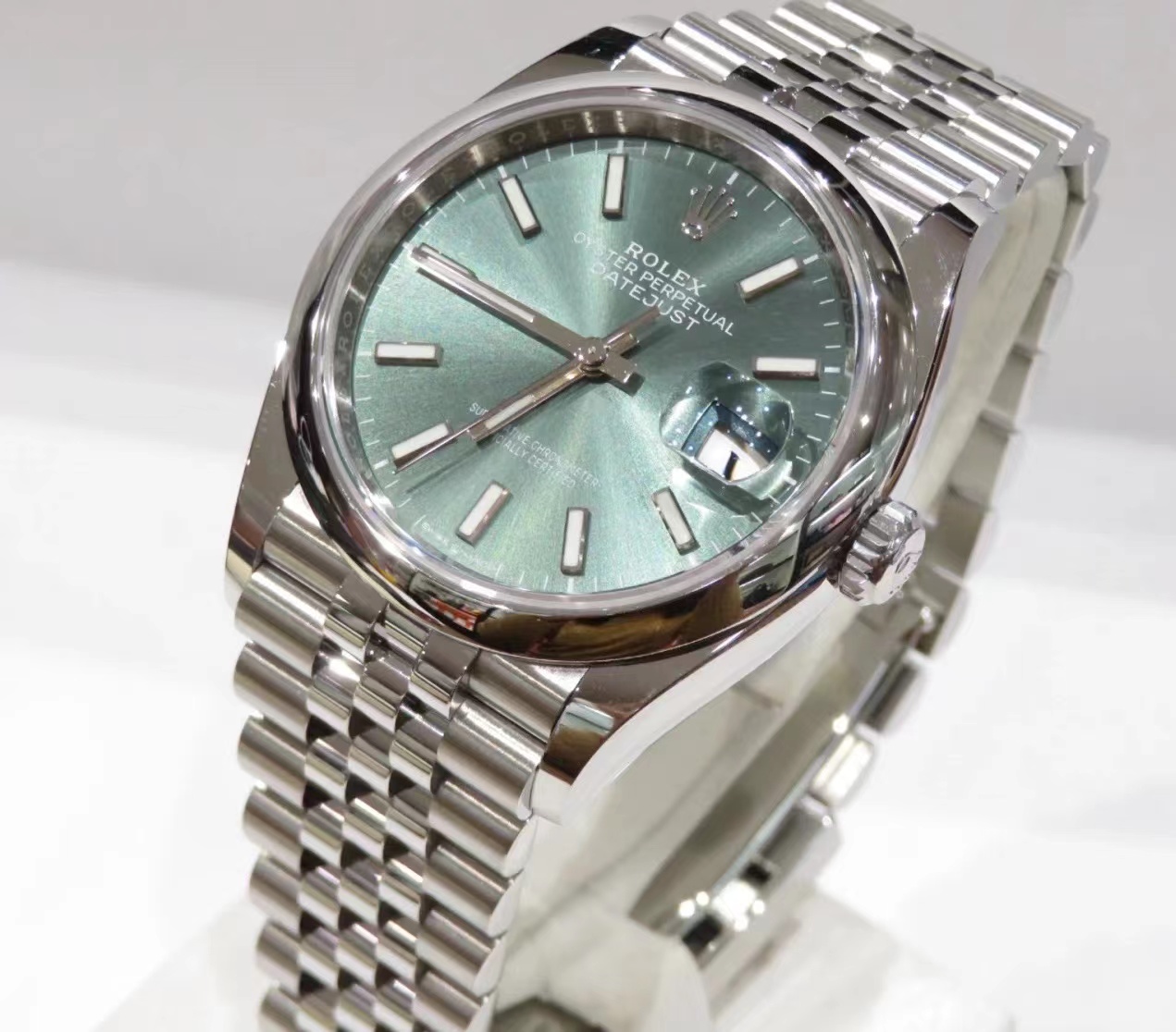 ROLEX Rolex Datejust Water Resistant/Date Ladies Automatic Mechanical Watch Mint Green Dial 36mm Silver Steel Memorial Strap m126200-0023(1:1 replica) - Elite Watch Atelier