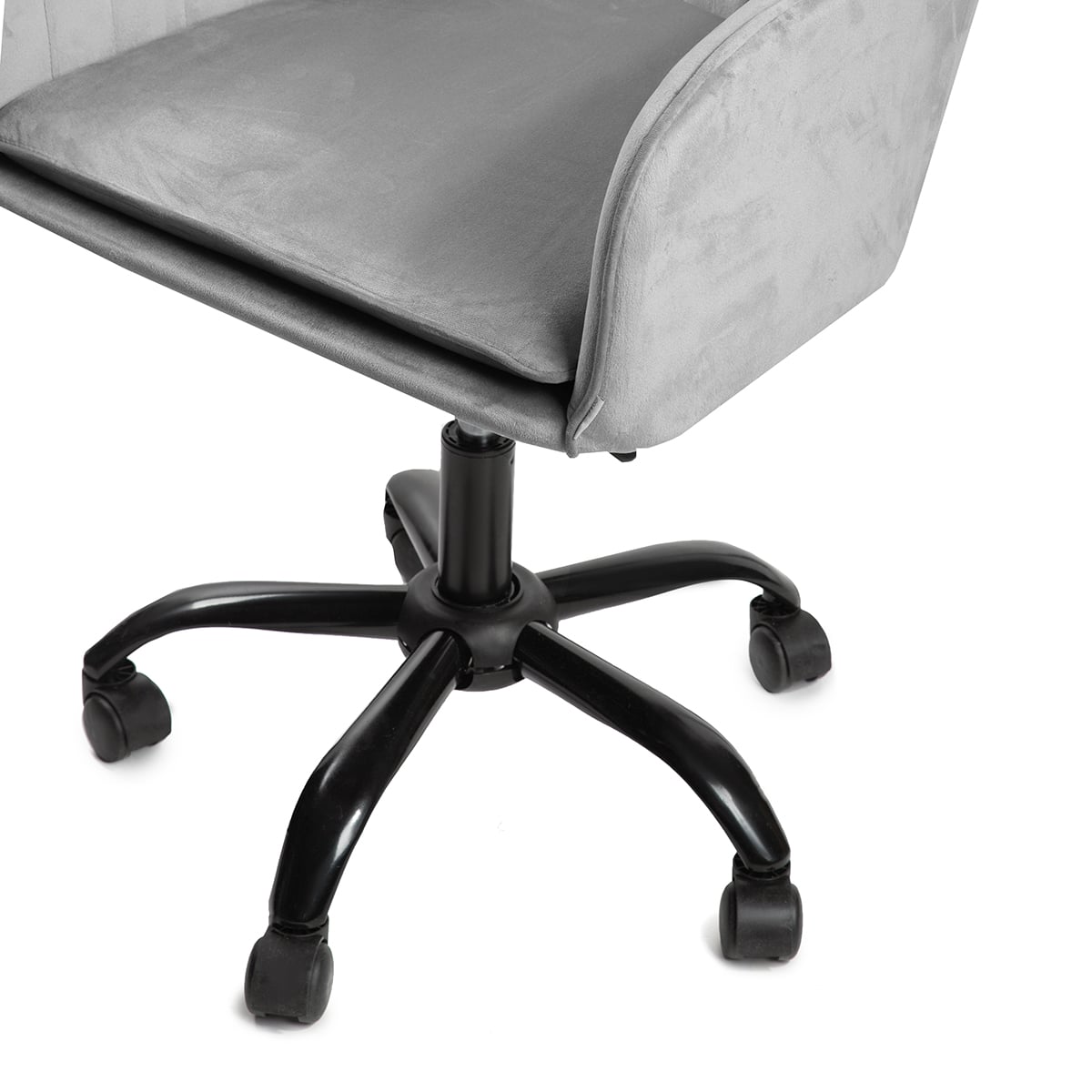 Fotel TEILL welurowy obrotowy szary 56x58x81-91 cm