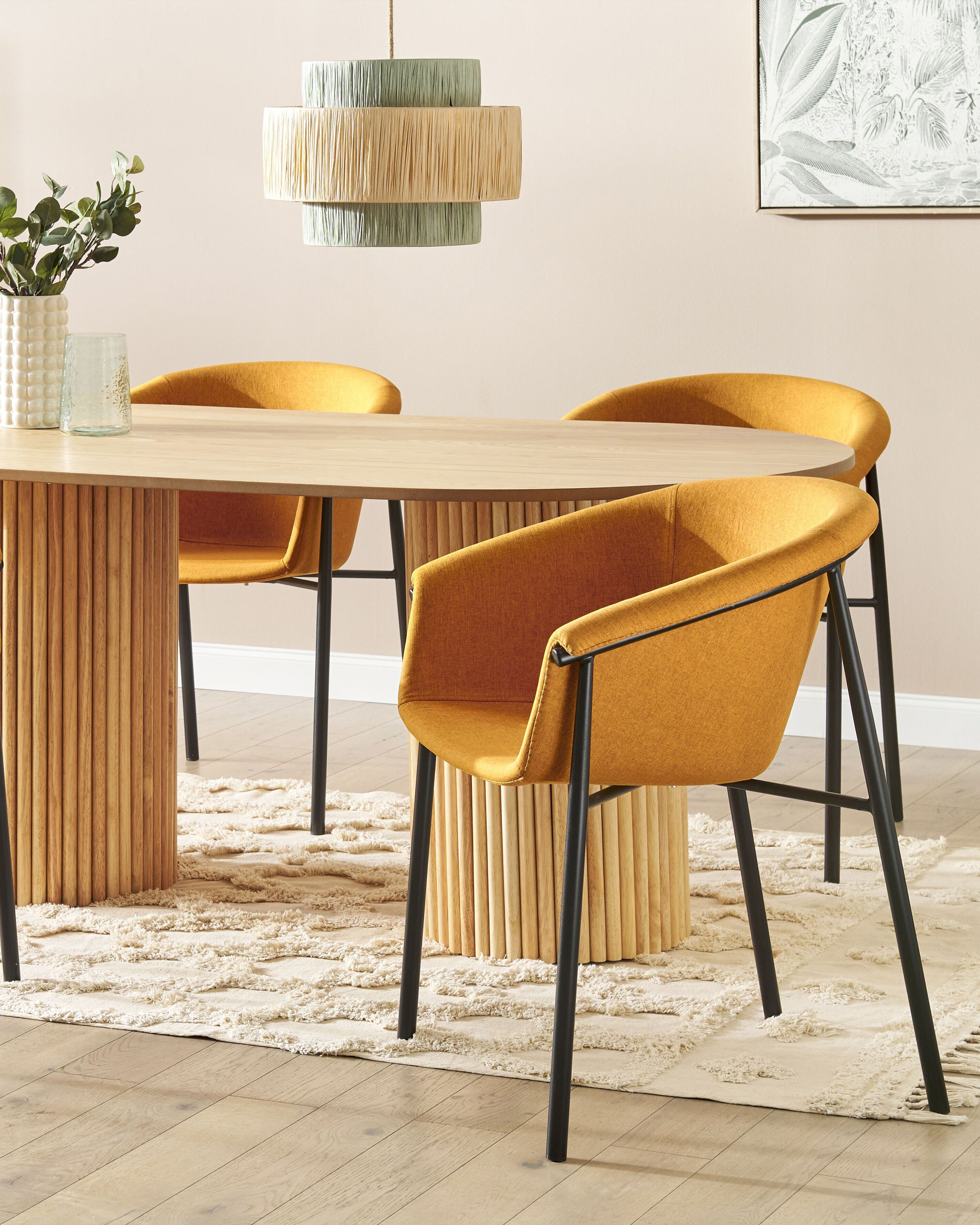Set of 2 Dining Chairs AMES Fabric Orange