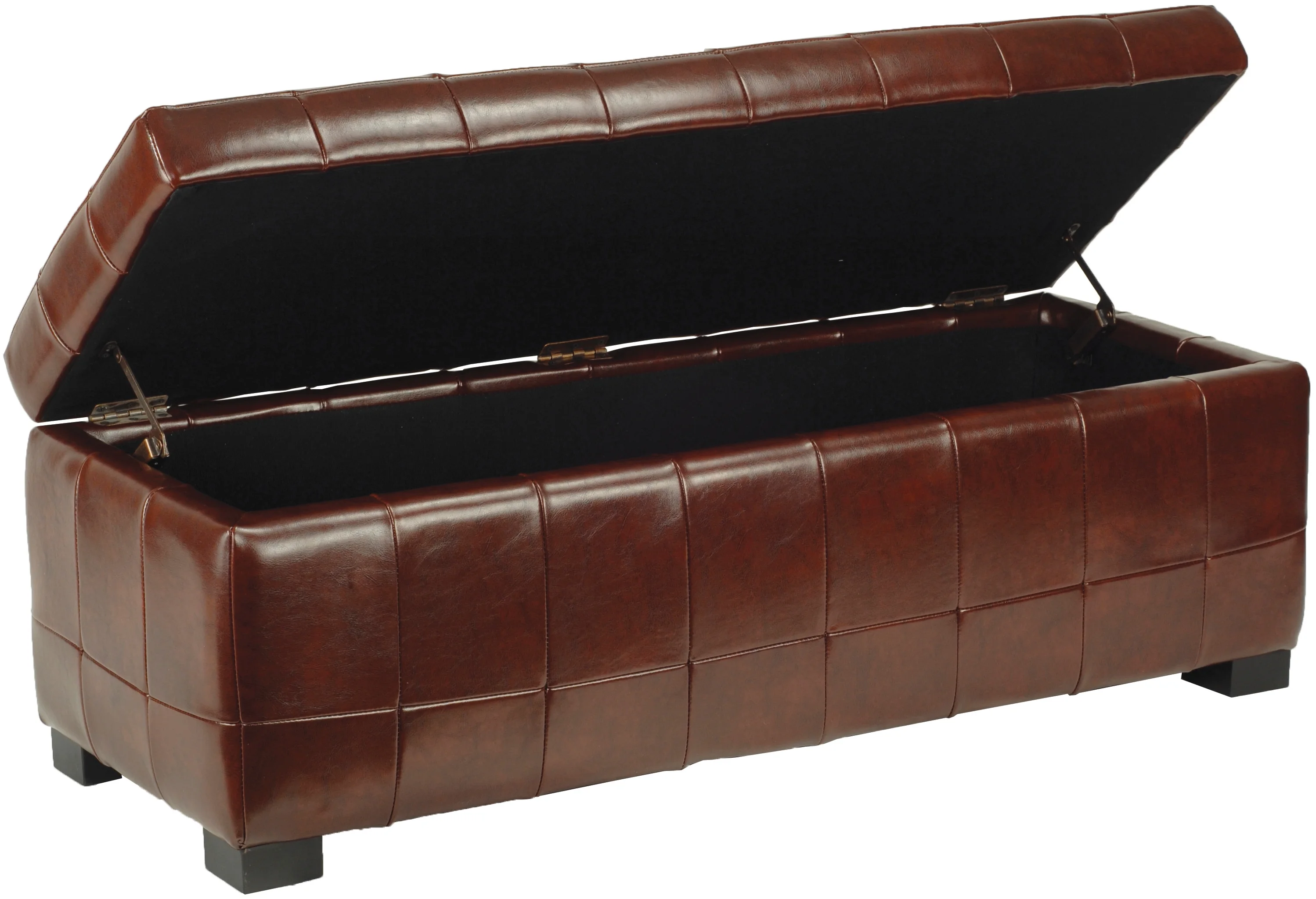 SAFAVIEH Large Manhattan Rustic Tufted Storage Bench, Brown - Image 8