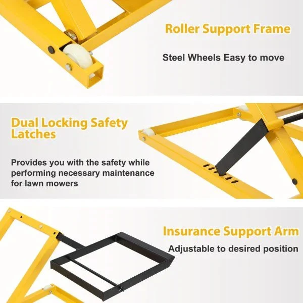 Lawn Mower Lift With Hydraulic Jack, 26 Inches, 500 LBS Capacity, Yellow - PHO_13L5VR2X2L - Image 4 Lawn Mower Lift With Hydraulic Jack, 26 Inches, 500 LBS Capacity, Yellow - PHO_13L5VR2X2L - Image 4