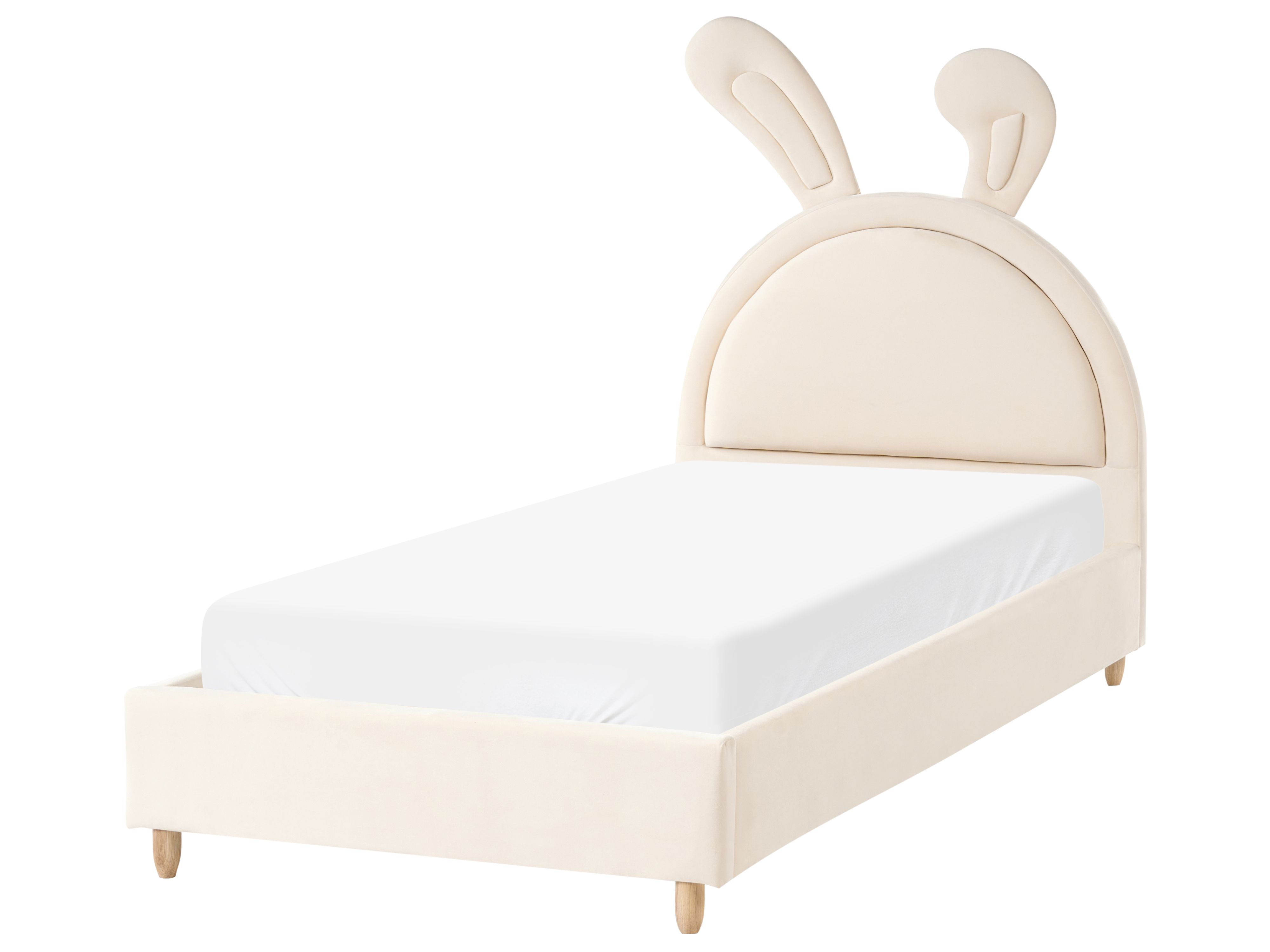 Kids Bed Rabbit Velvet LALLIAS 90 x 200 cm (EU Single) Beige