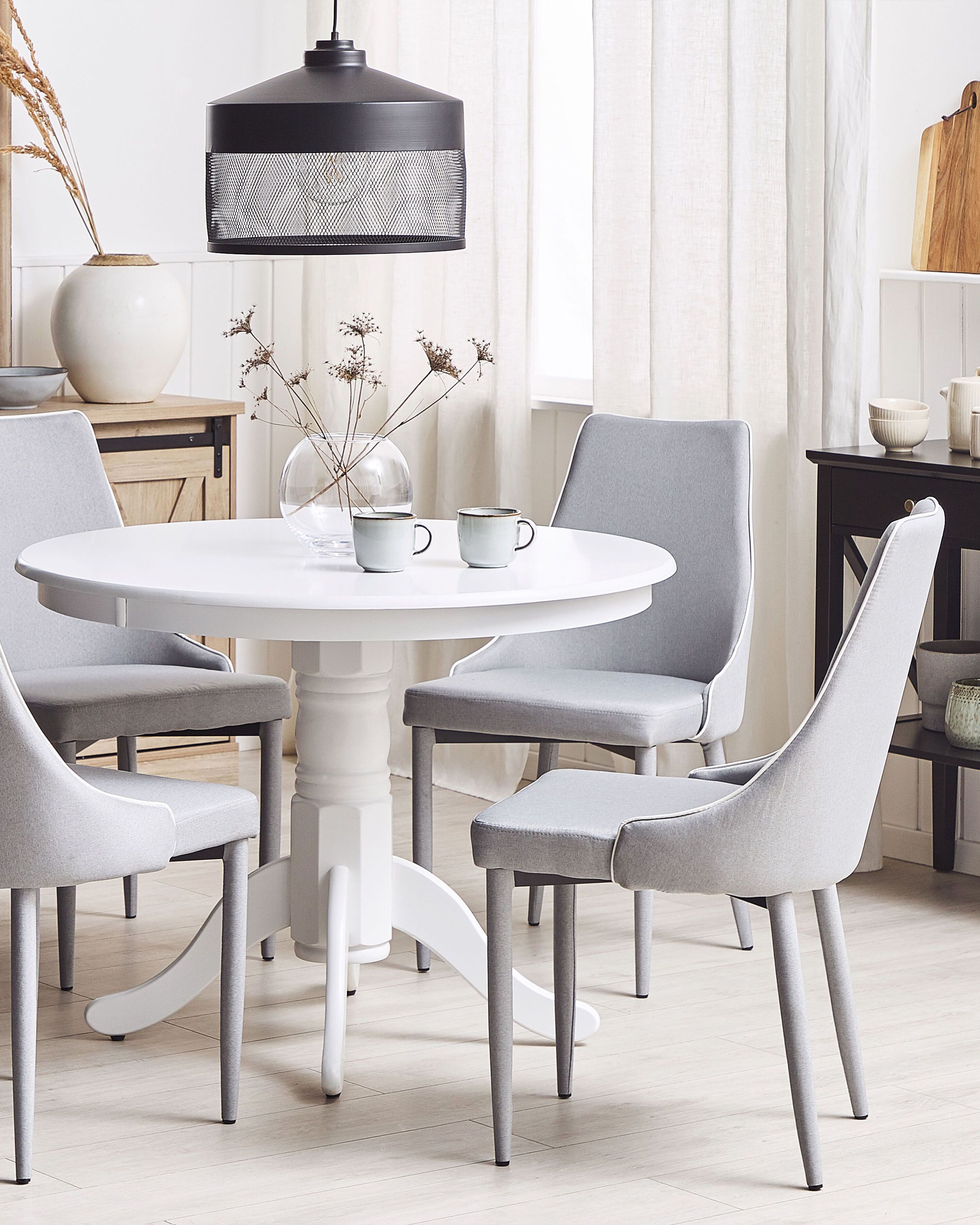 Set of 2 Dining Chairs CAMINO Fabric Light Grey