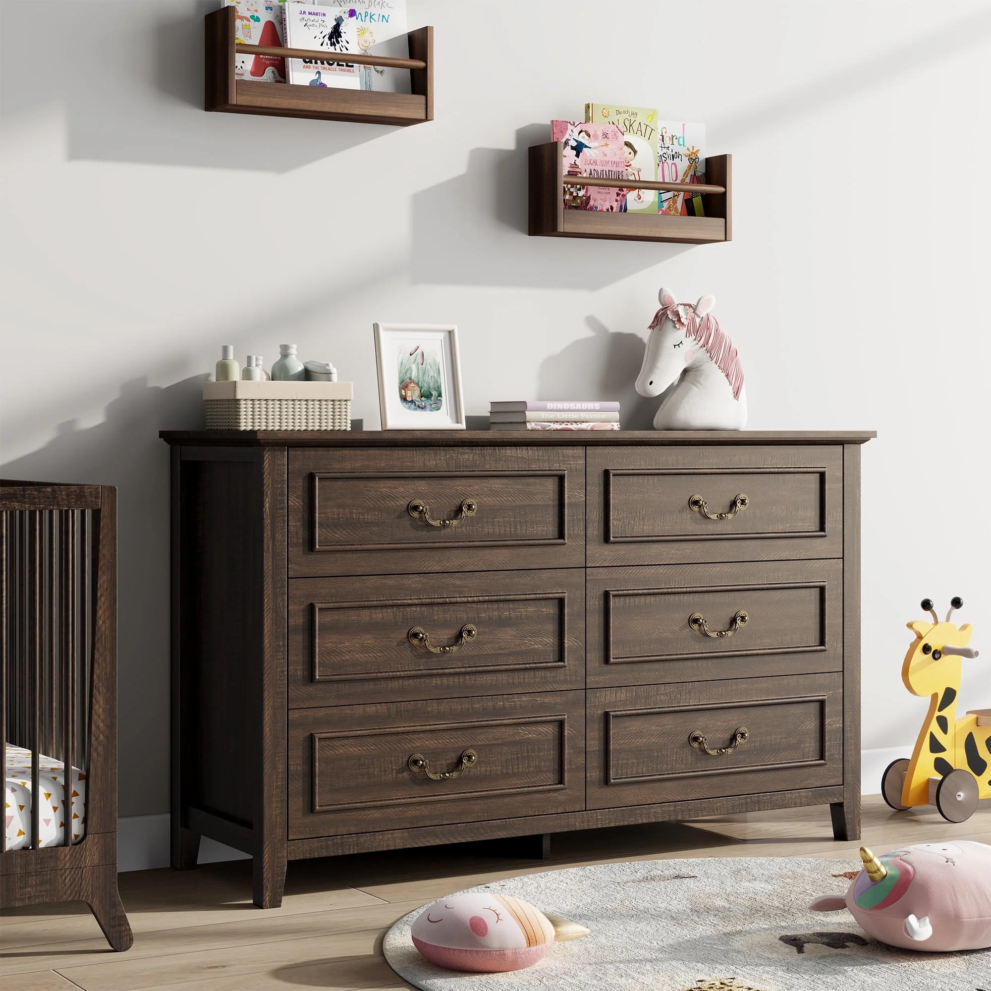 GIKPAL White Dresser for Bedroom, 6 Drawers Wood Dresser with Antique Handles, Farmhouse Rustic Chest of Drawers for Bedroom, Living Room, Entryway & Hallway - Image 13
