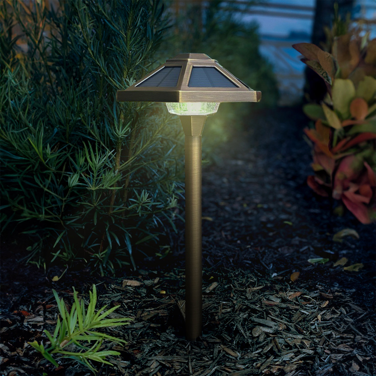 VOLT Premium Solid Brass Outdoor Solar Path Lights, 2-pack - Image 6