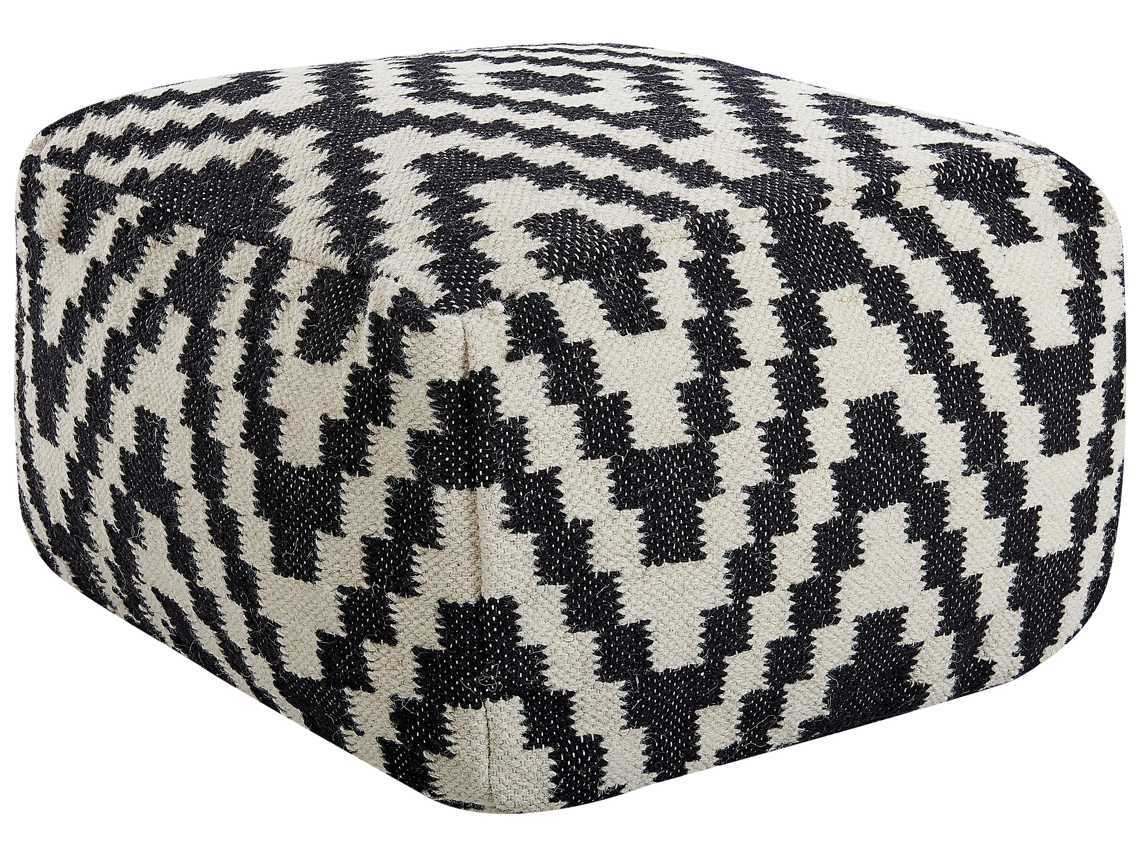 Pouffe KNIDOS Wool Black/ White