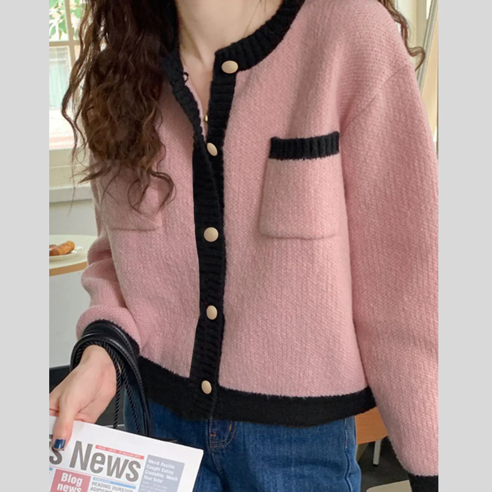 Contrast Trim Button Up Cardigan - ZKZOOK